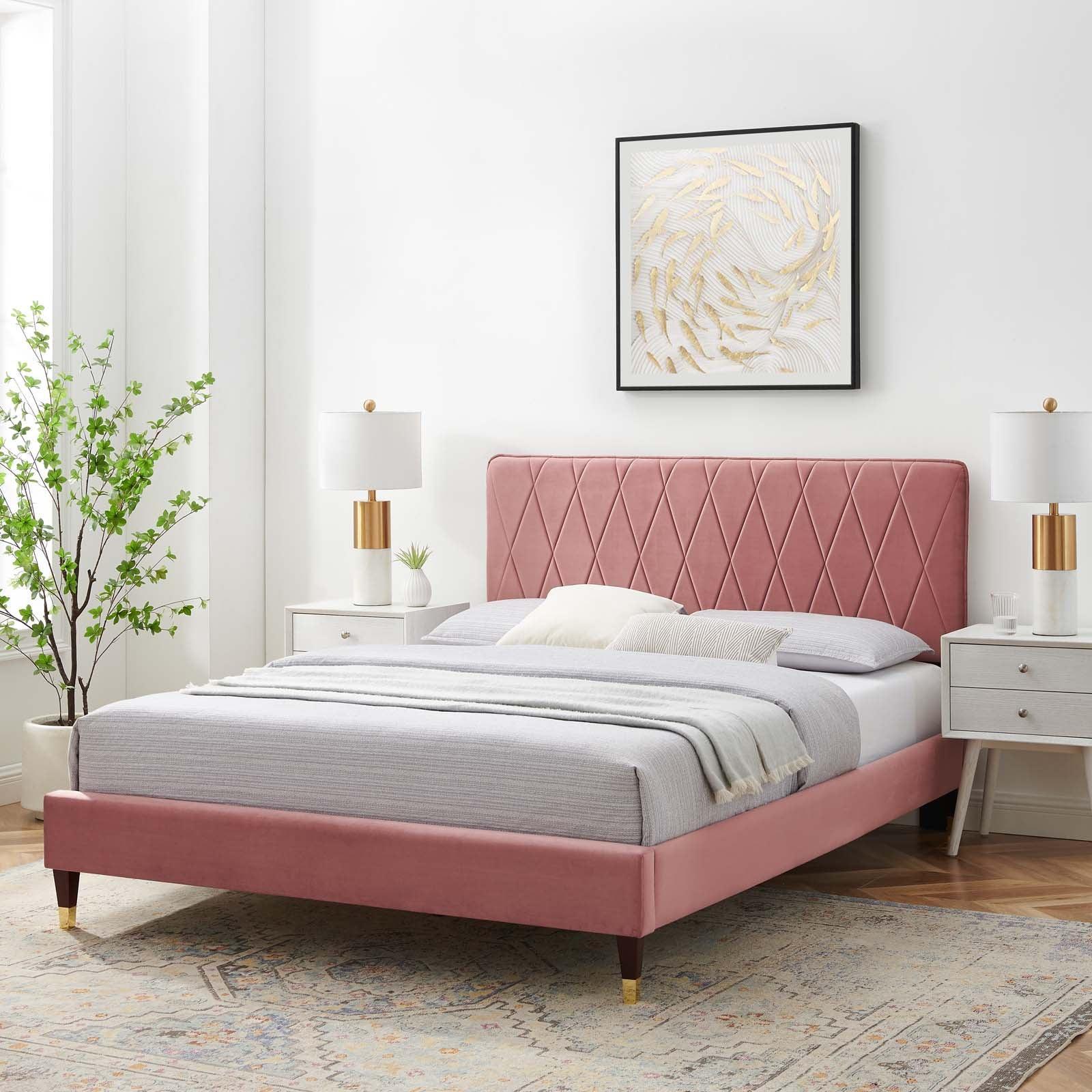Phillipa Performance Velvet Twin Platform Bed, MOD-6899 FredCo