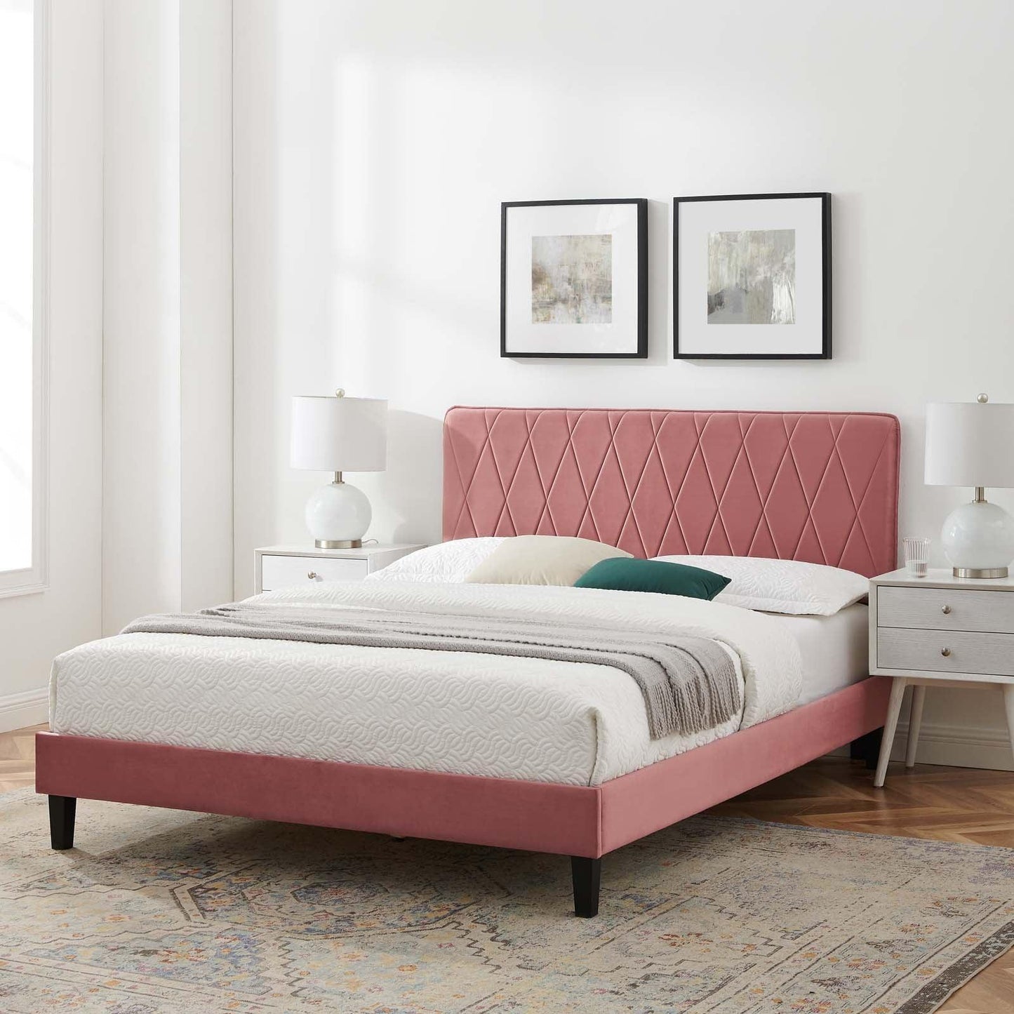 Phillipa Performance Velvet Twin Platform Bed, MOD-6900 FredCo