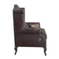 Pino Vintage Brown Top Grain Leather Accent Chair with 1 Toss Pillow FredCo