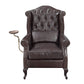 Pino Vintage Brown Top Grain Leather Accent Chair with 1 Toss Pillow FredCo