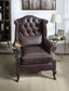 Pino Vintage Brown Top Grain Leather Accent Chair with 1 Toss Pillow FredCo