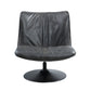 Piotr Black Top Grain Leather Accent Chair with Swivel FredCo