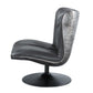 Piotr Black Top Grain Leather Accent Chair with Swivel FredCo
