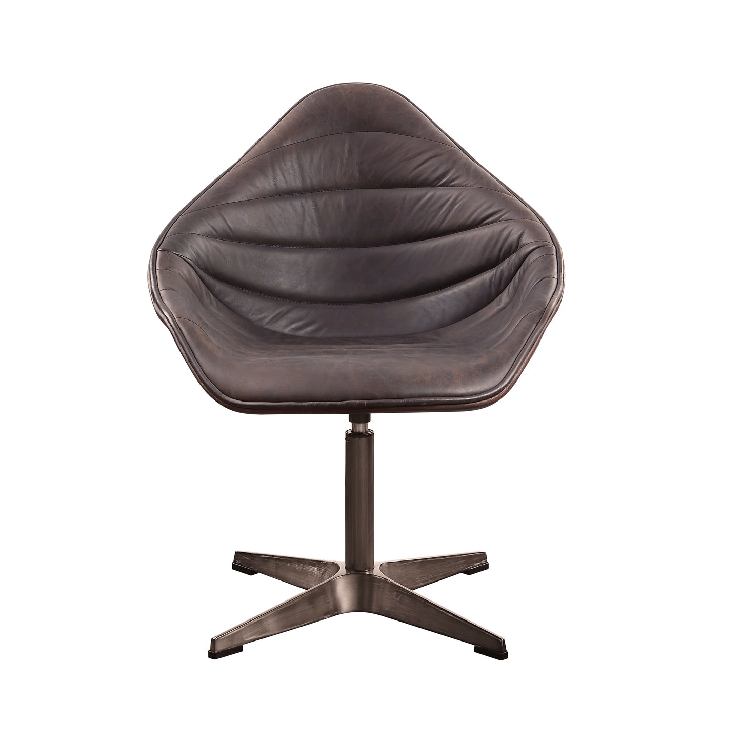 Pipino Antique Ebony Top Grain Leather Accent Chair with Swivel FredCo