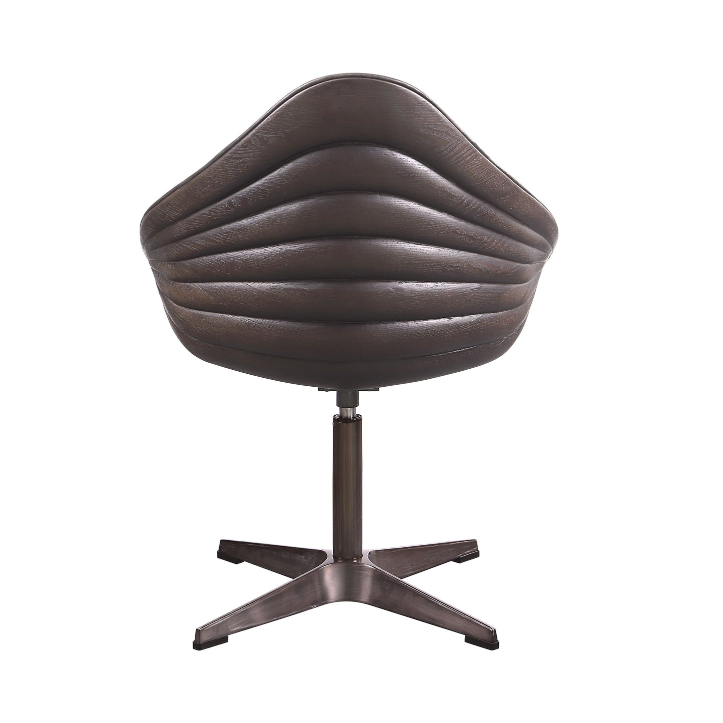 Pipino Antique Ebony Top Grain Leather Accent Chair with Swivel FredCo