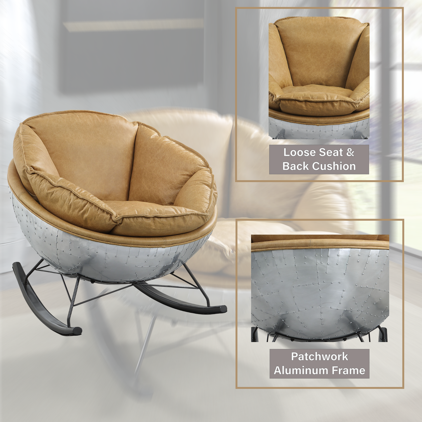 Pippin Morocco Top Grain Leather Rocking Chair FredCo