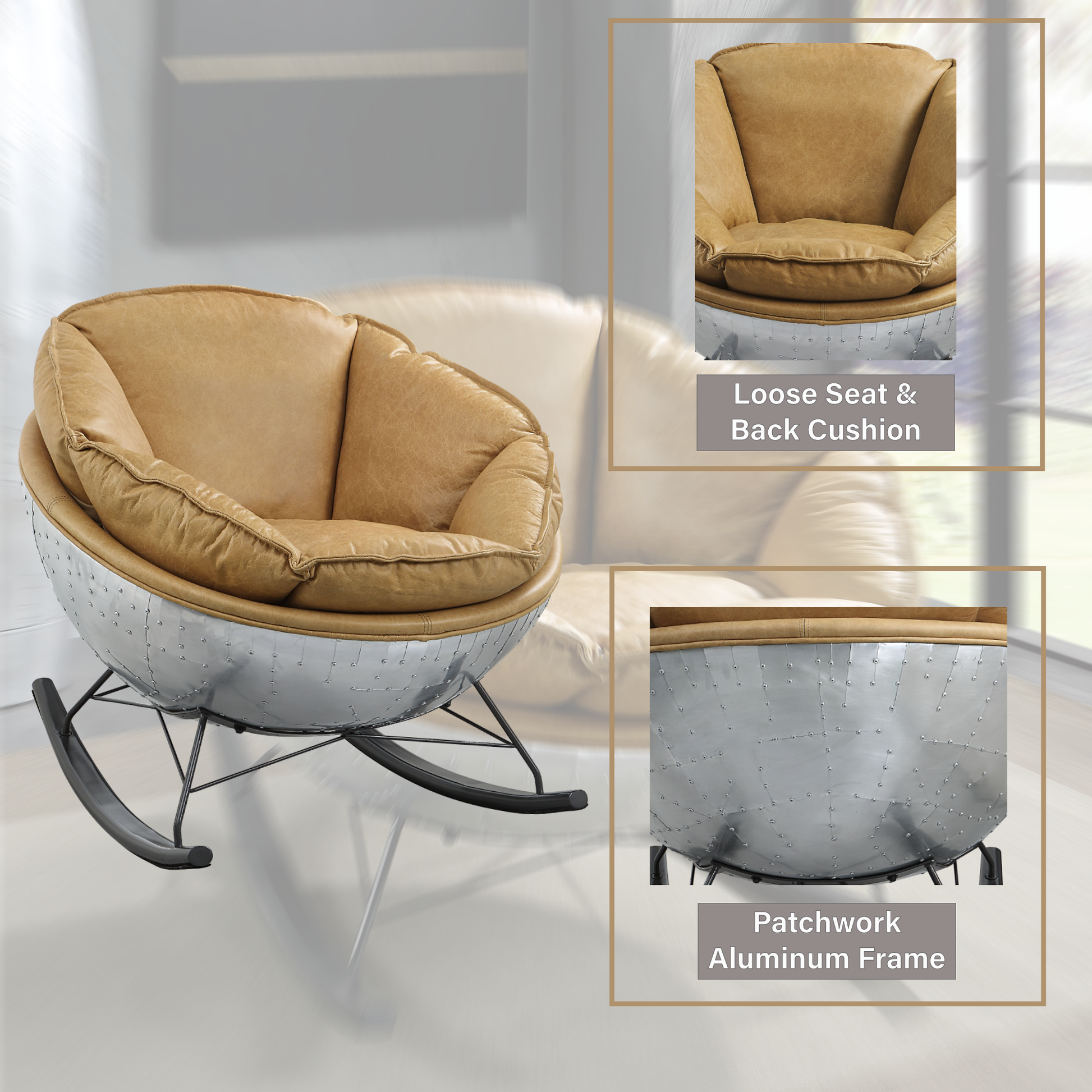 Pippin Morocco Top Grain Leather Rocking Chair FredCo