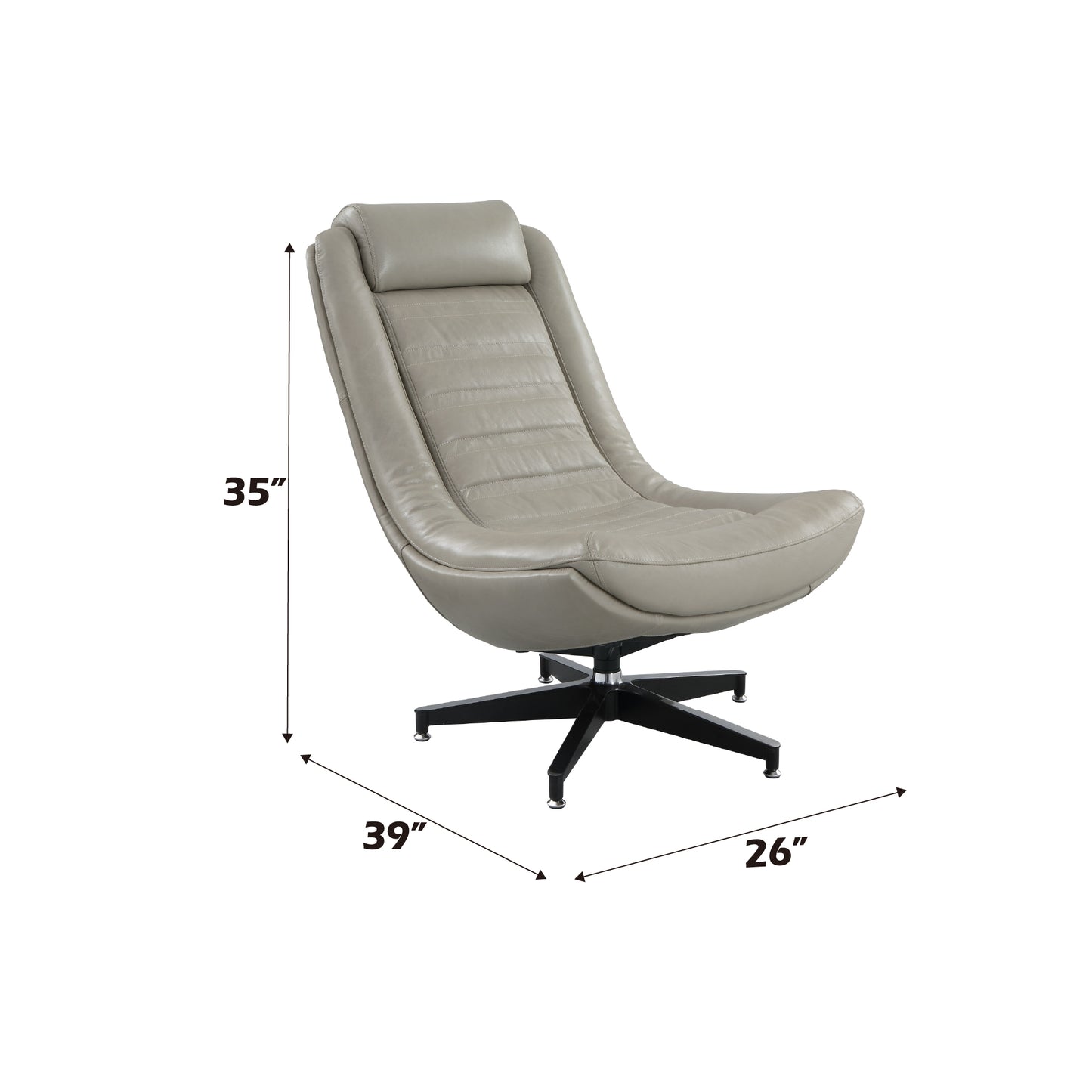 Piran Twilight Top Grain Leather Accent Chair with Swivel FredCo