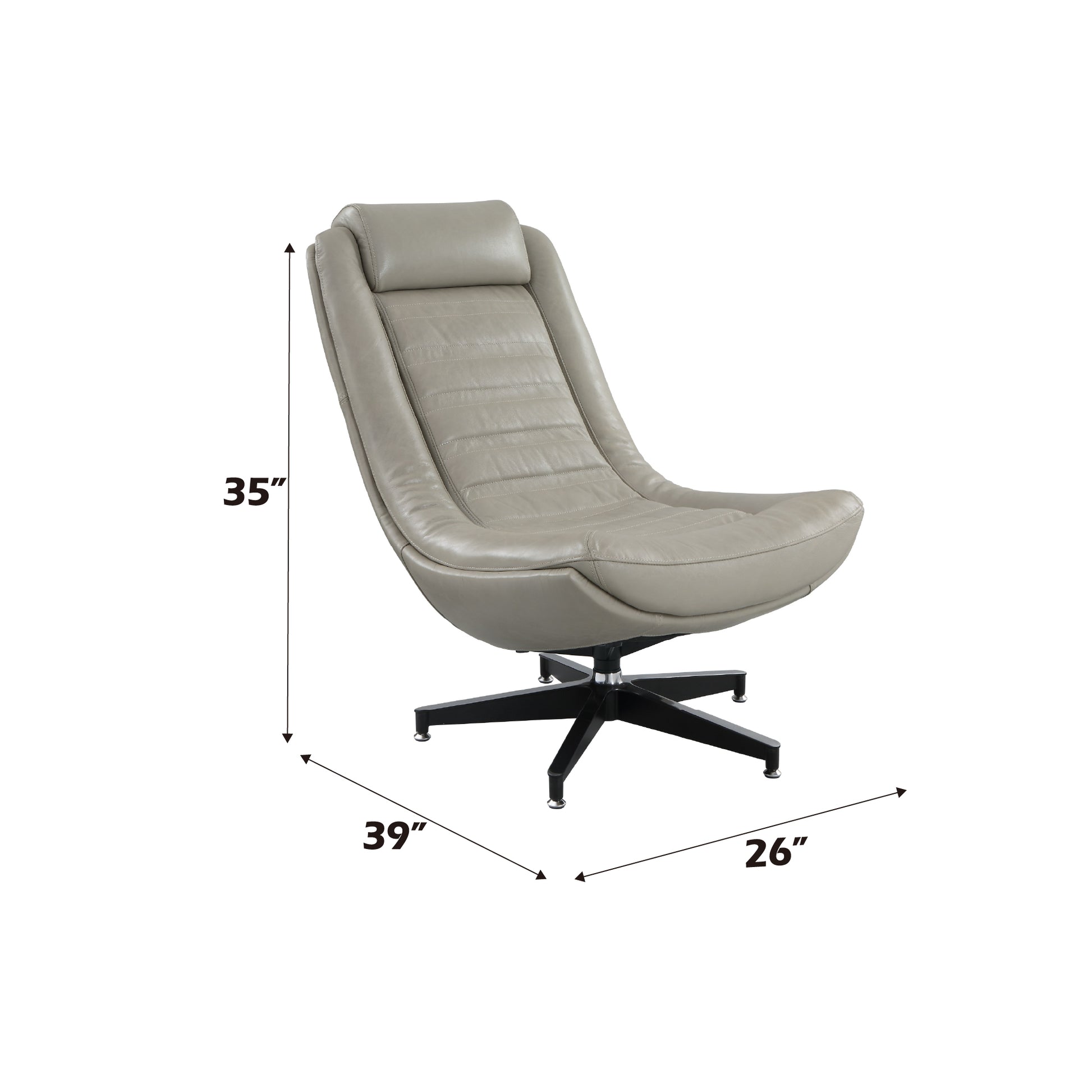 Piran Twilight Top Grain Leather Accent Chair with Swivel FredCo