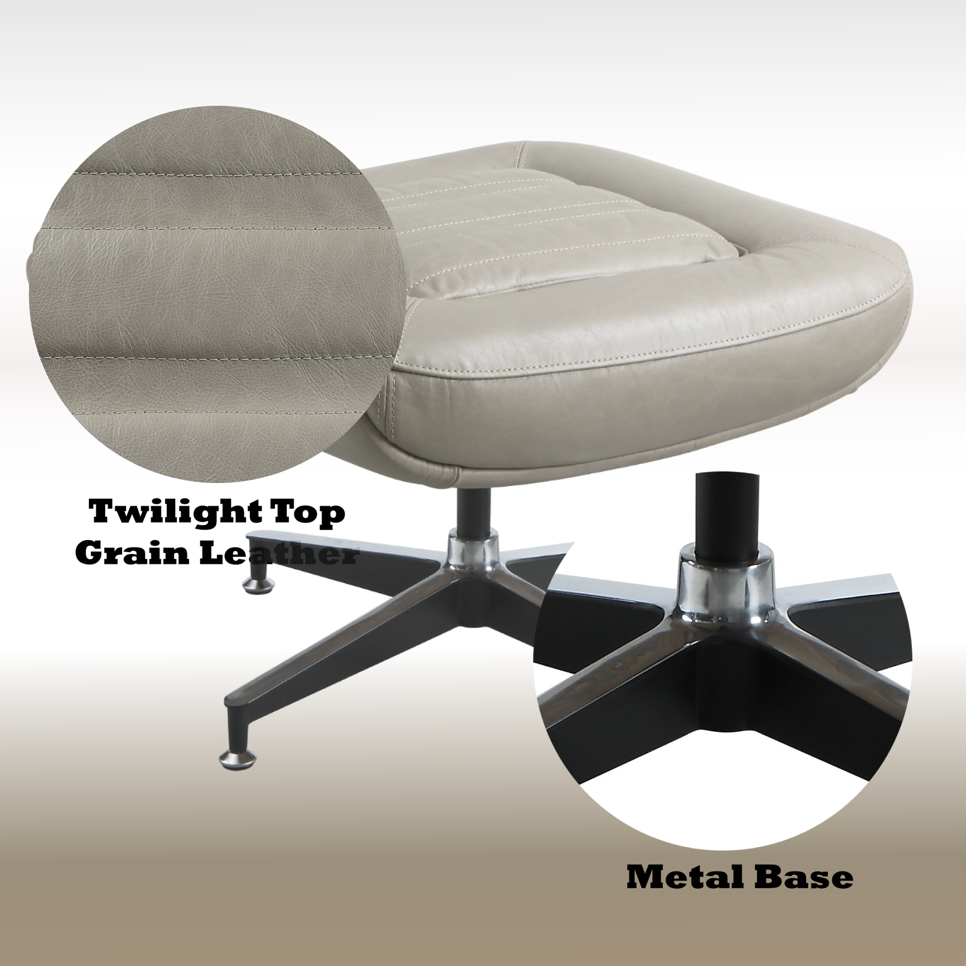 Piran Twilight Top Grain Leather Ottoman FredCo
