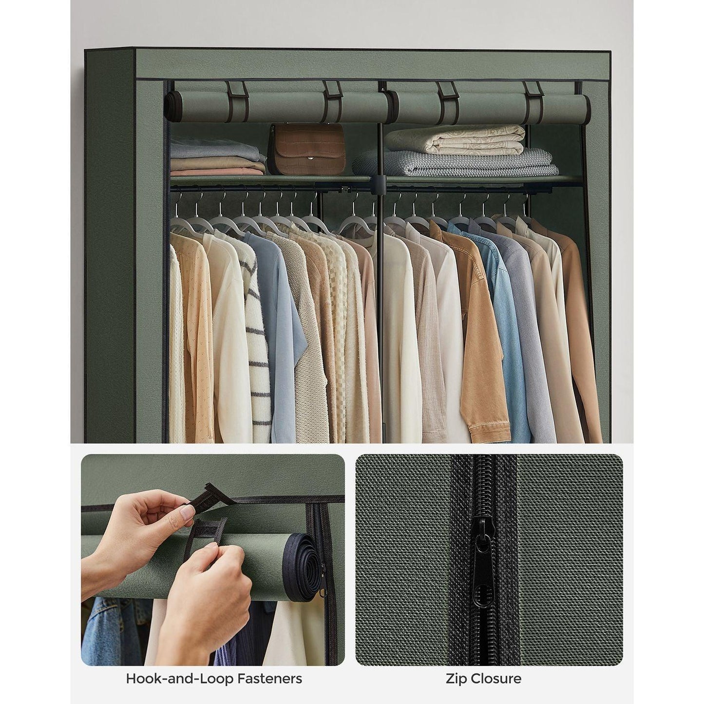 Portable Closet for Bedroom Sage Green FredCo