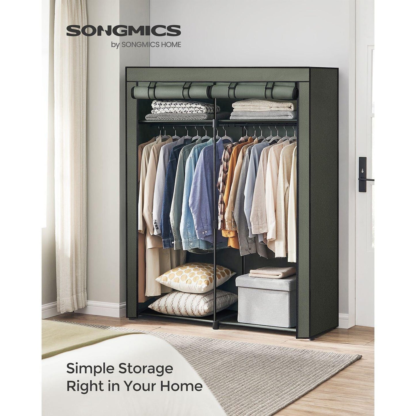 Portable Closet for Bedroom Sage Green FredCo