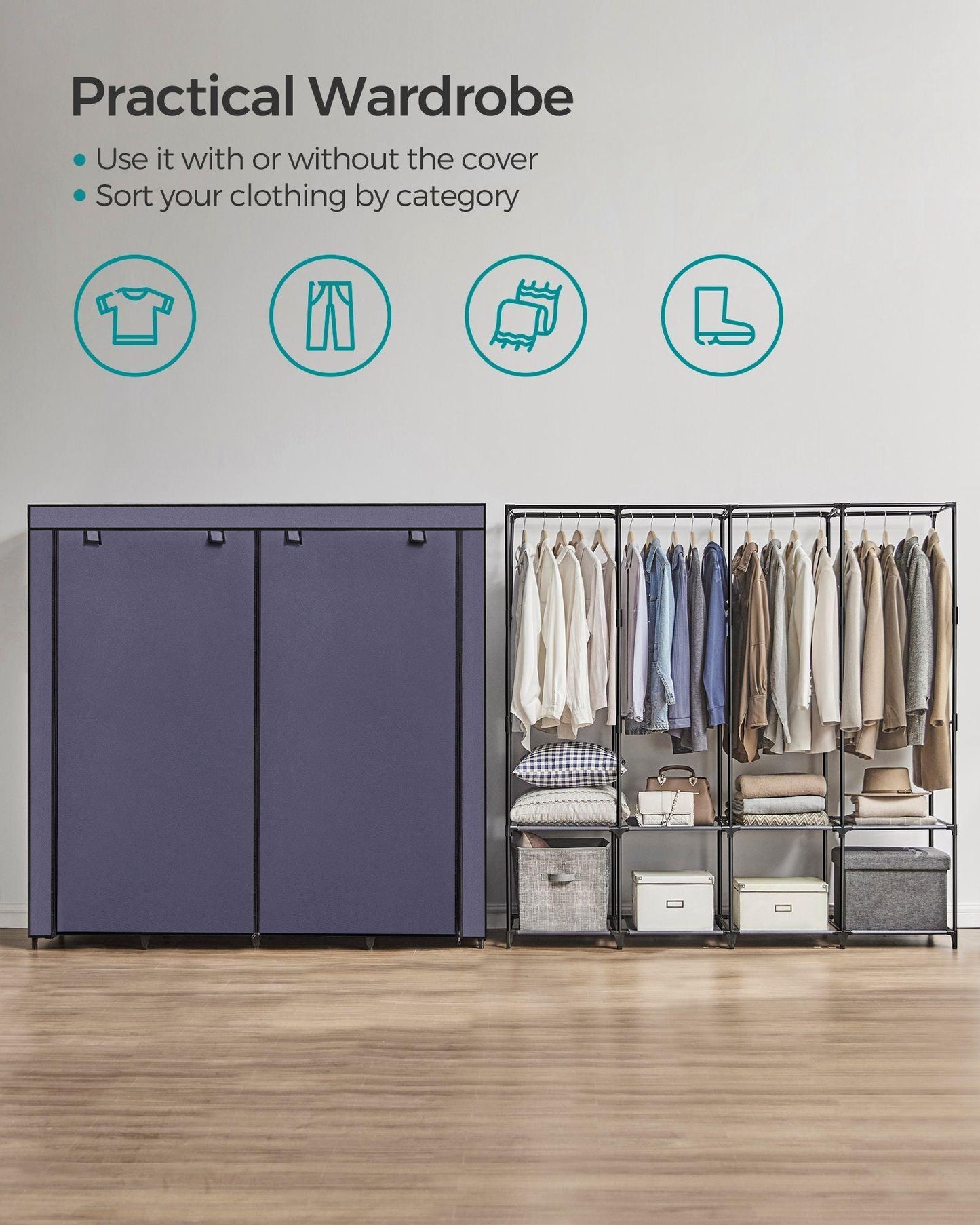 Portable Closet, Wardrobe Closet Organizer with Cover FredCo