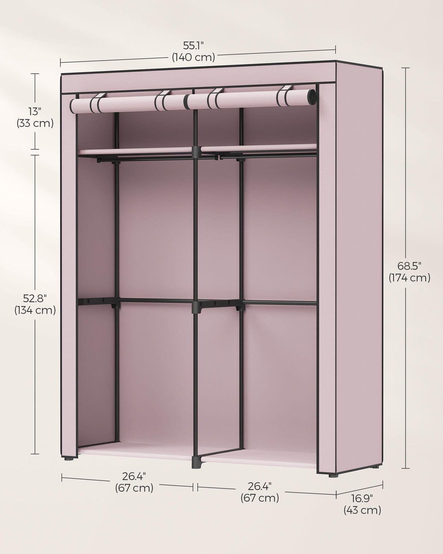Portable Closet Wardrobe with Non-Woven Fabric Cover FredCo