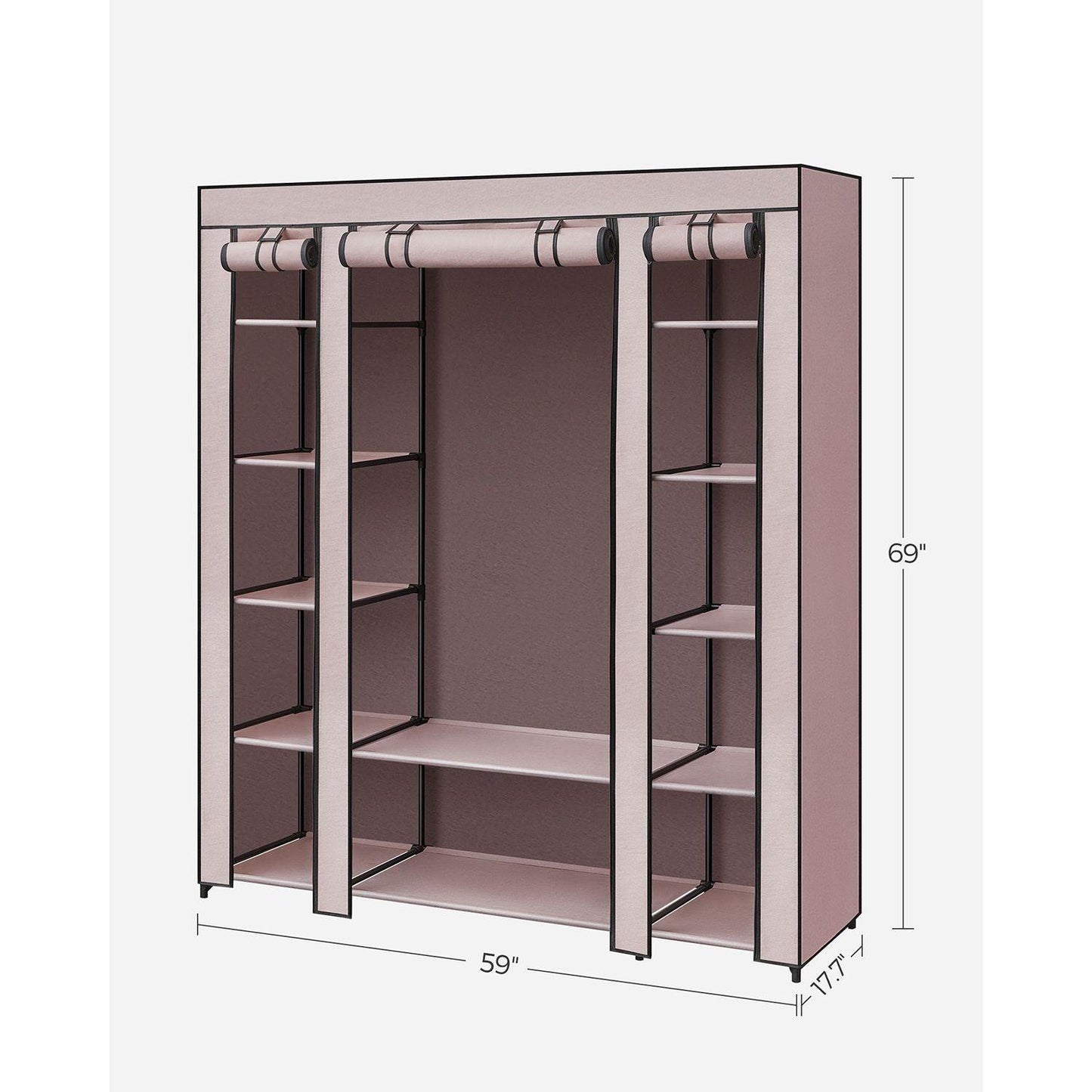 Portable Closet with 12 Compartment Dusty Pink FredCo