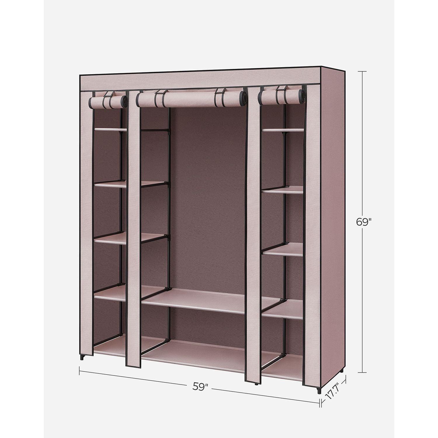 Portable Closet with 12 Compartment Dusty Pink FredCo