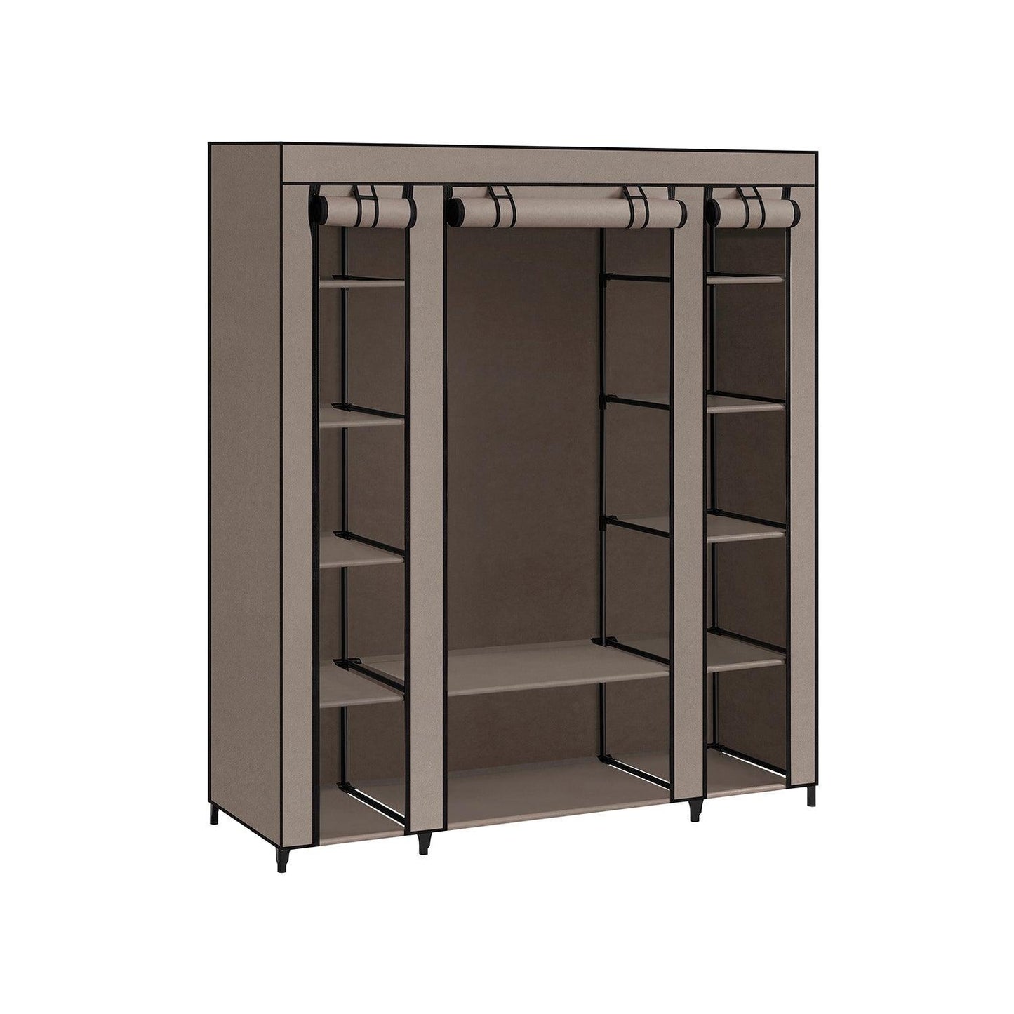 Portable Closet with 12 Compartment Taupe FredCo