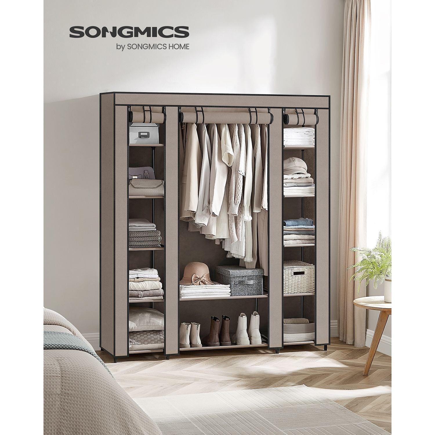 Portable Closet with 12 Compartment Taupe FredCo