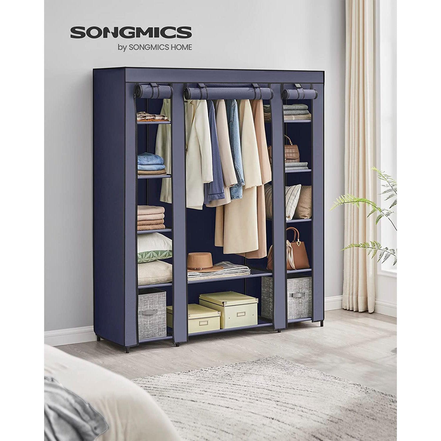 Portable Closet with 12 Compartments Dark Blue FredCo