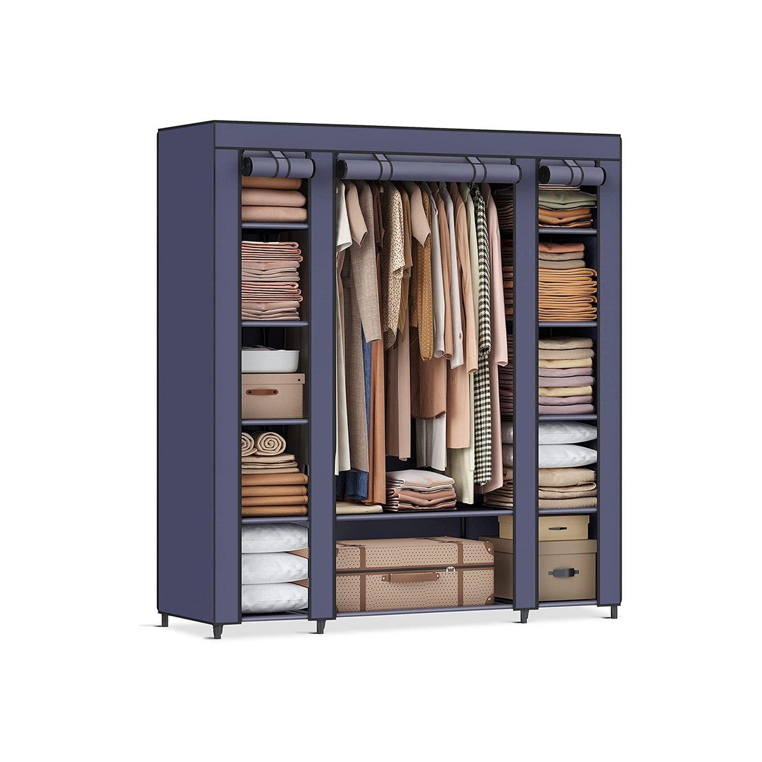 Portable Closet with 12 Compartments Dark Blue FredCo