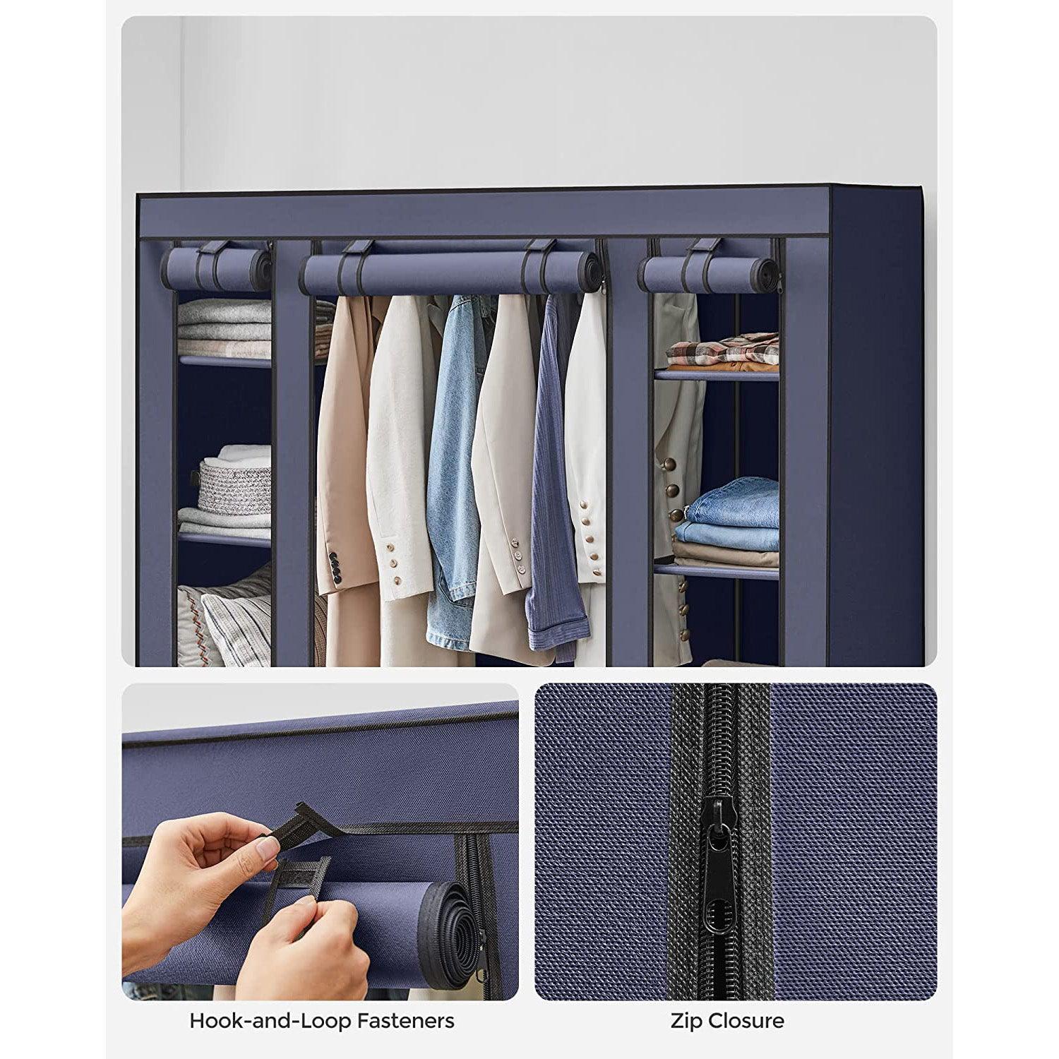 Portable Closet with 12 Compartments Dark Blue FredCo