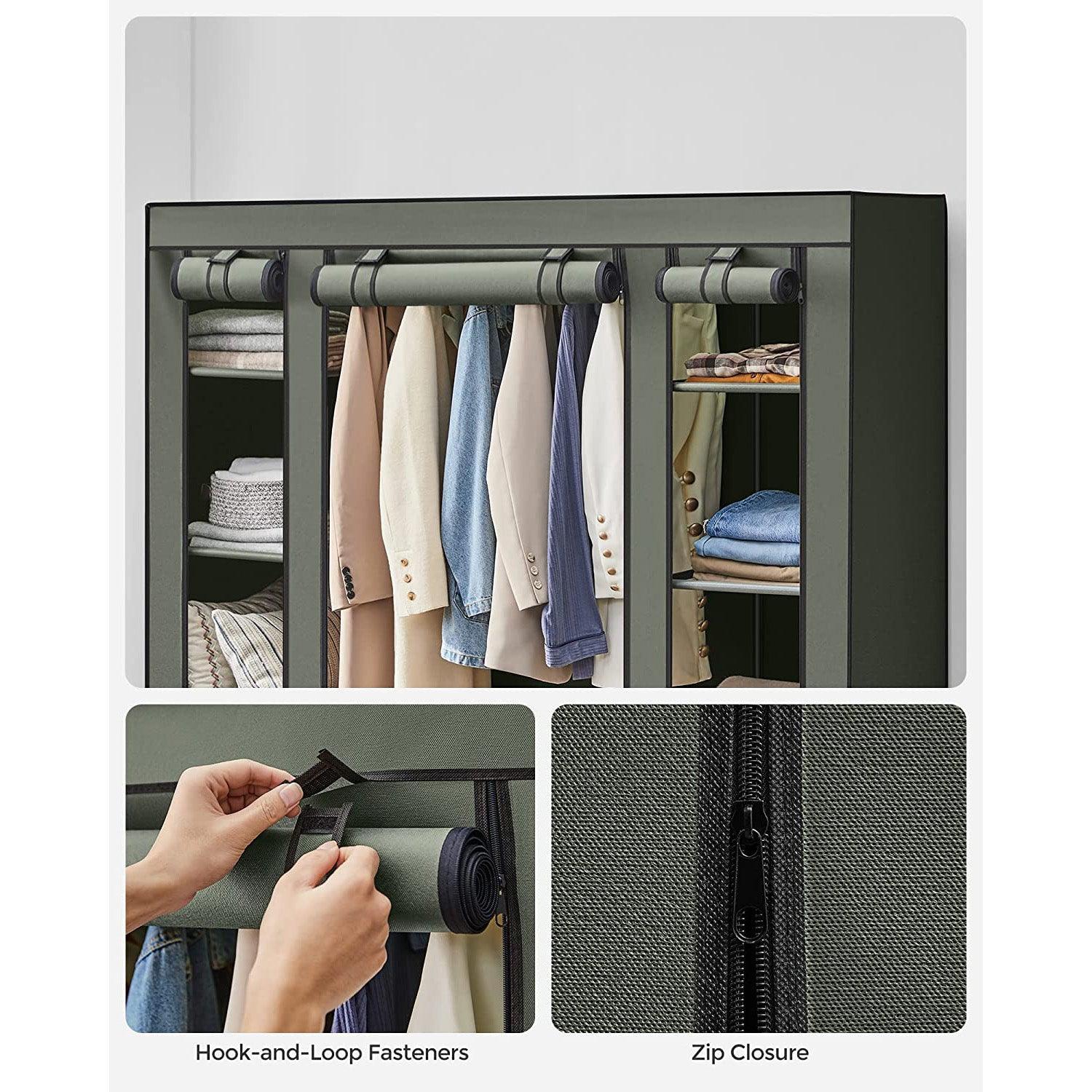 Portable Closet with 12 Compartments Sage Green FredCo