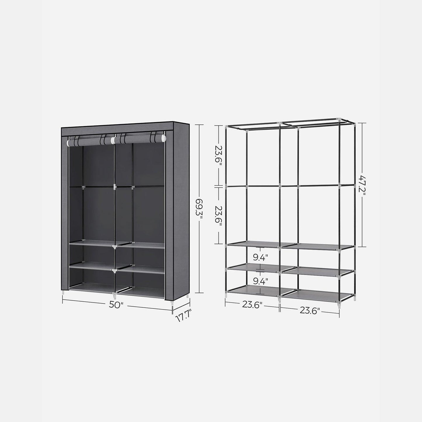 Portable Closet with 2 Hanging Rods FredCo