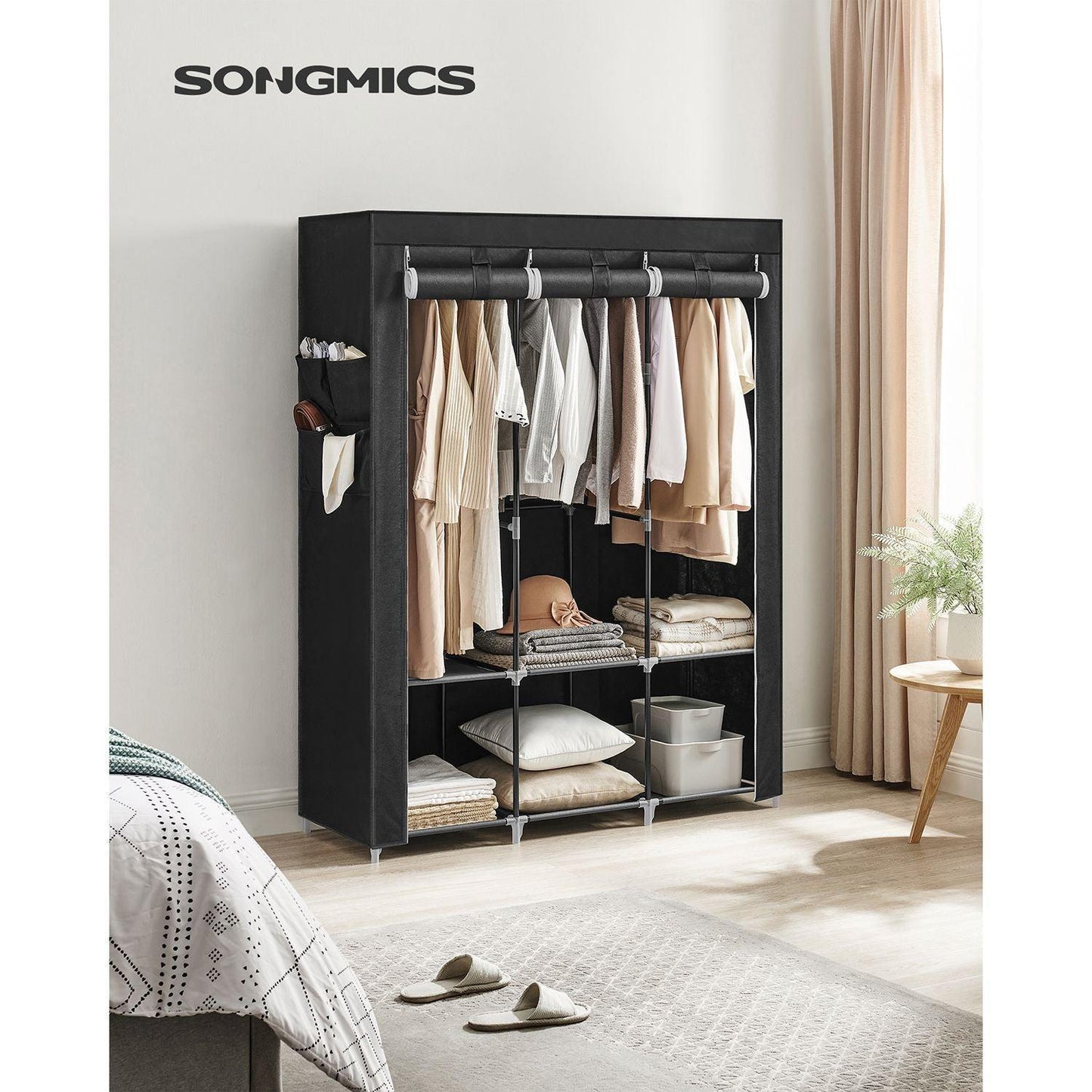 Portable Closet with 3 Hanging Rods FredCo