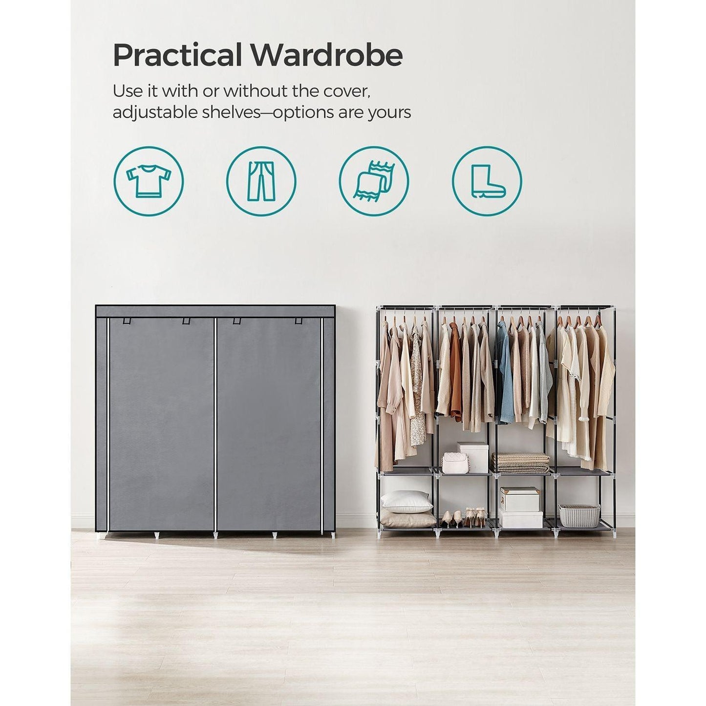 Portable Closet with 4 Hanging Rods FredCo