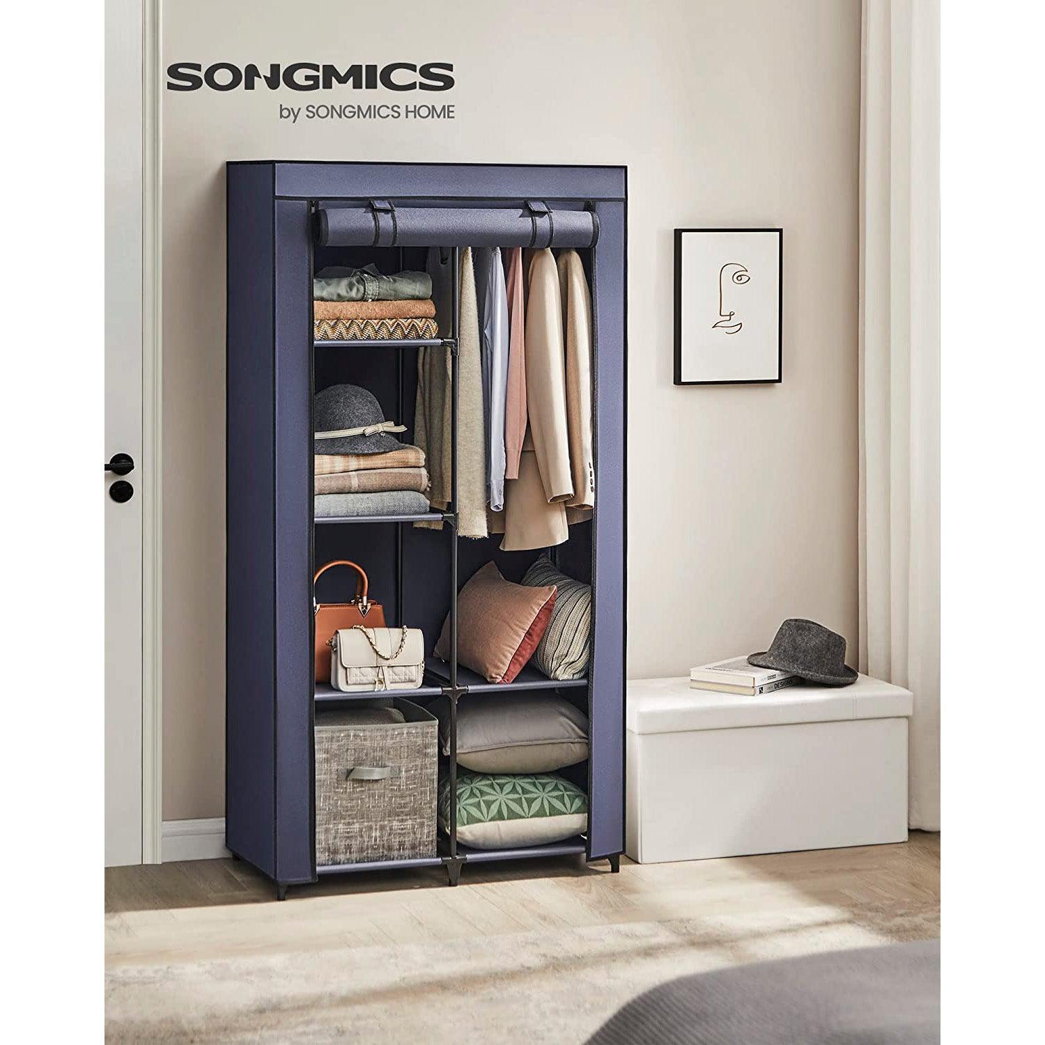 Portable Closet with 6 Shelves Dark Blue FredCo