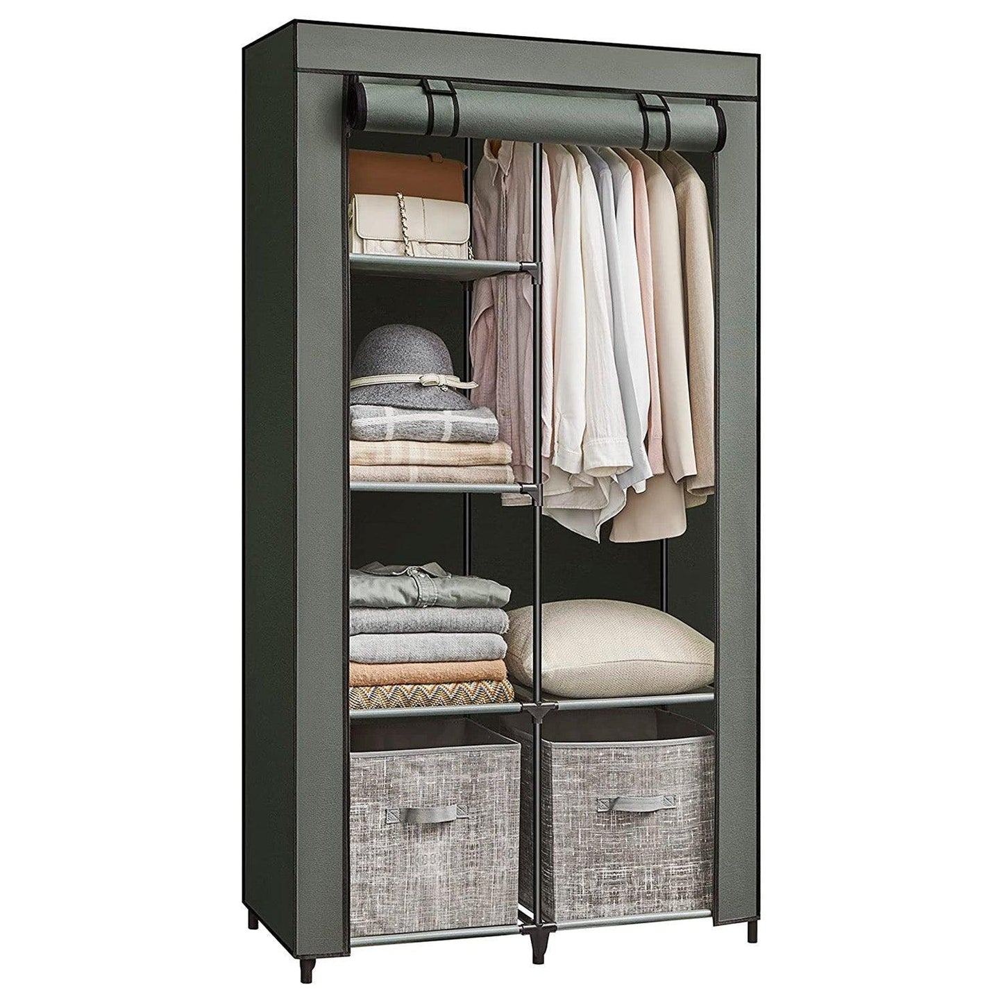 Portable Closet with 6 Shelves Sage Green FredCo