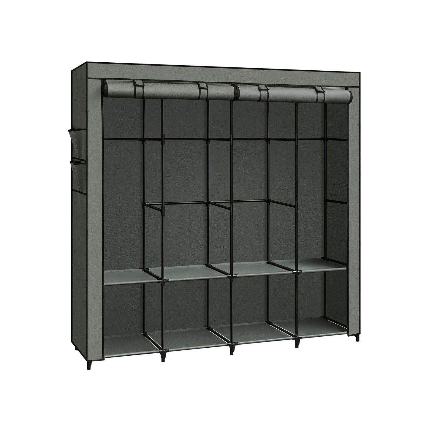 Portable Closet with Cover 4 Hanging Rods and Shelves FredCo