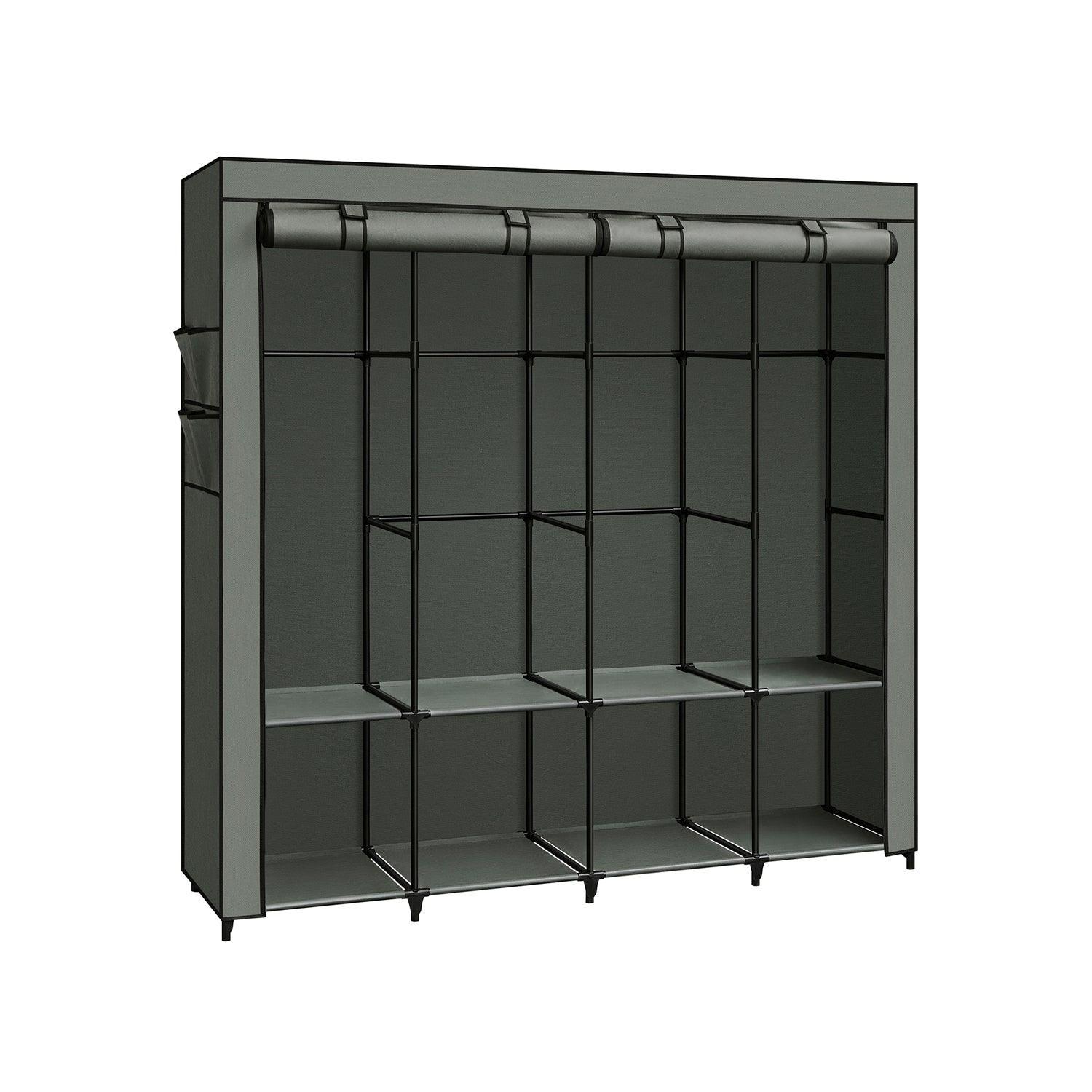 Portable Closet with Cover 4 Hanging Rods and Shelves FredCo
