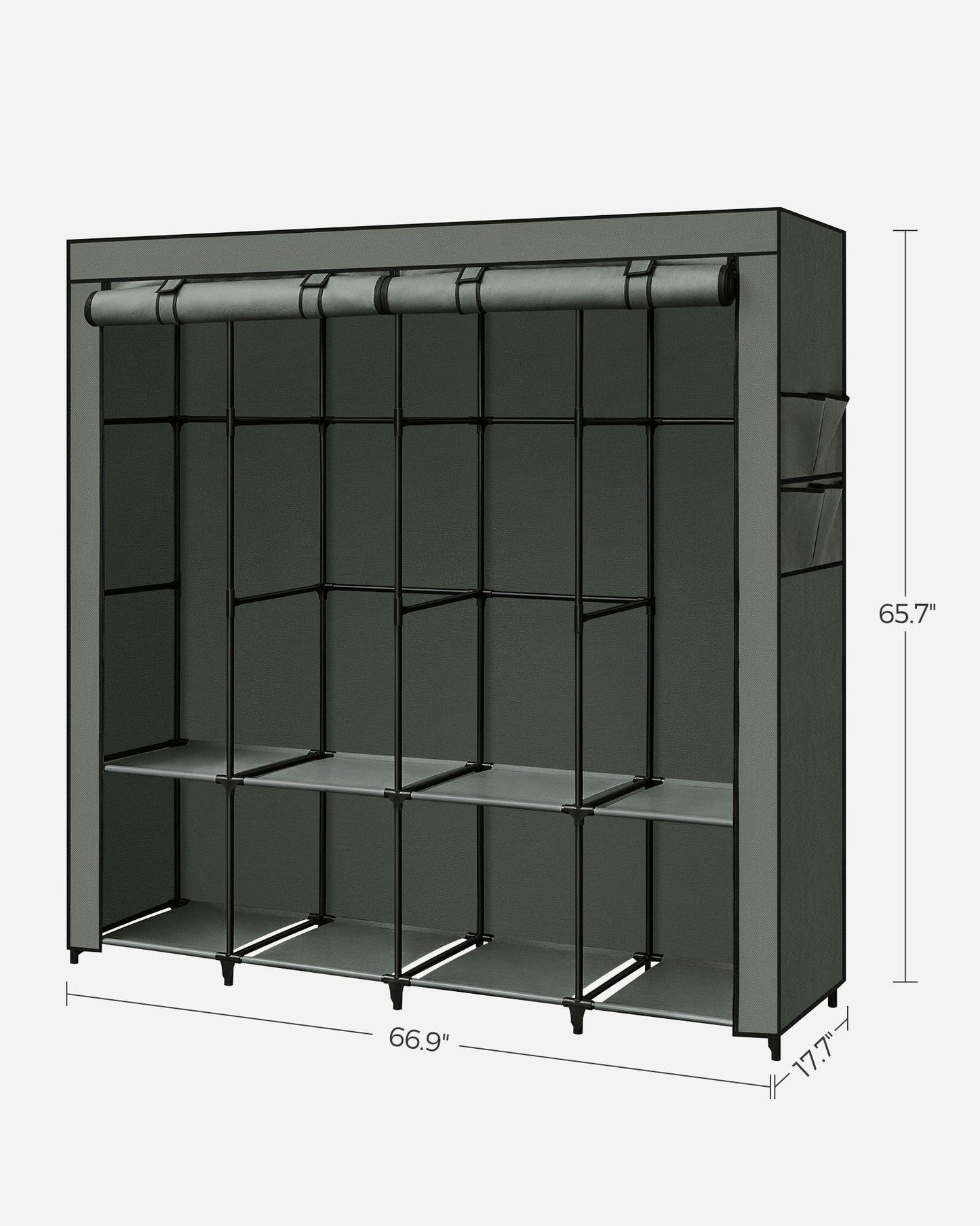 Portable Closet with Cover 4 Hanging Rods and Shelves FredCo