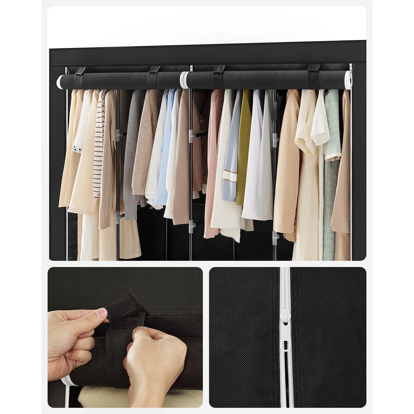 Portable Closet with Hanging Rods and Shelves FredCo