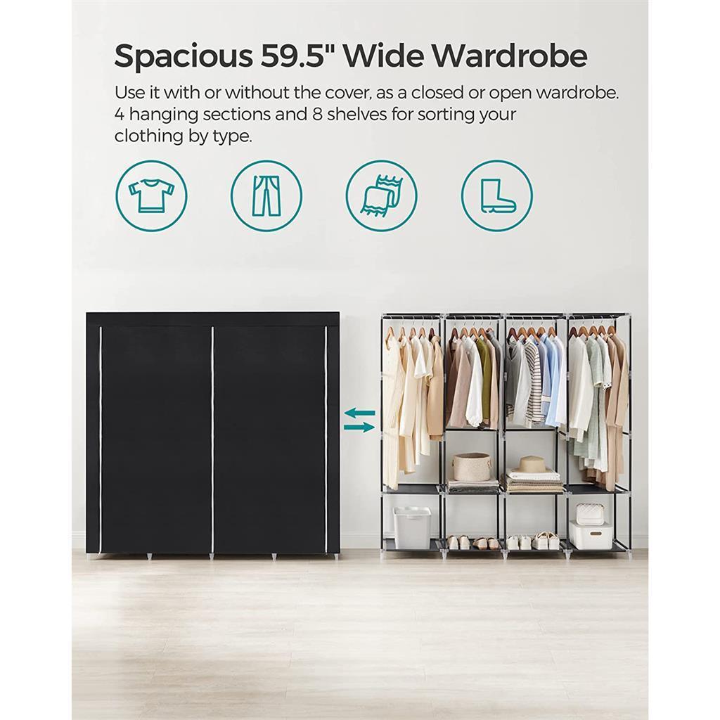Portable Closet with Hanging Rods and Shelves FredCo