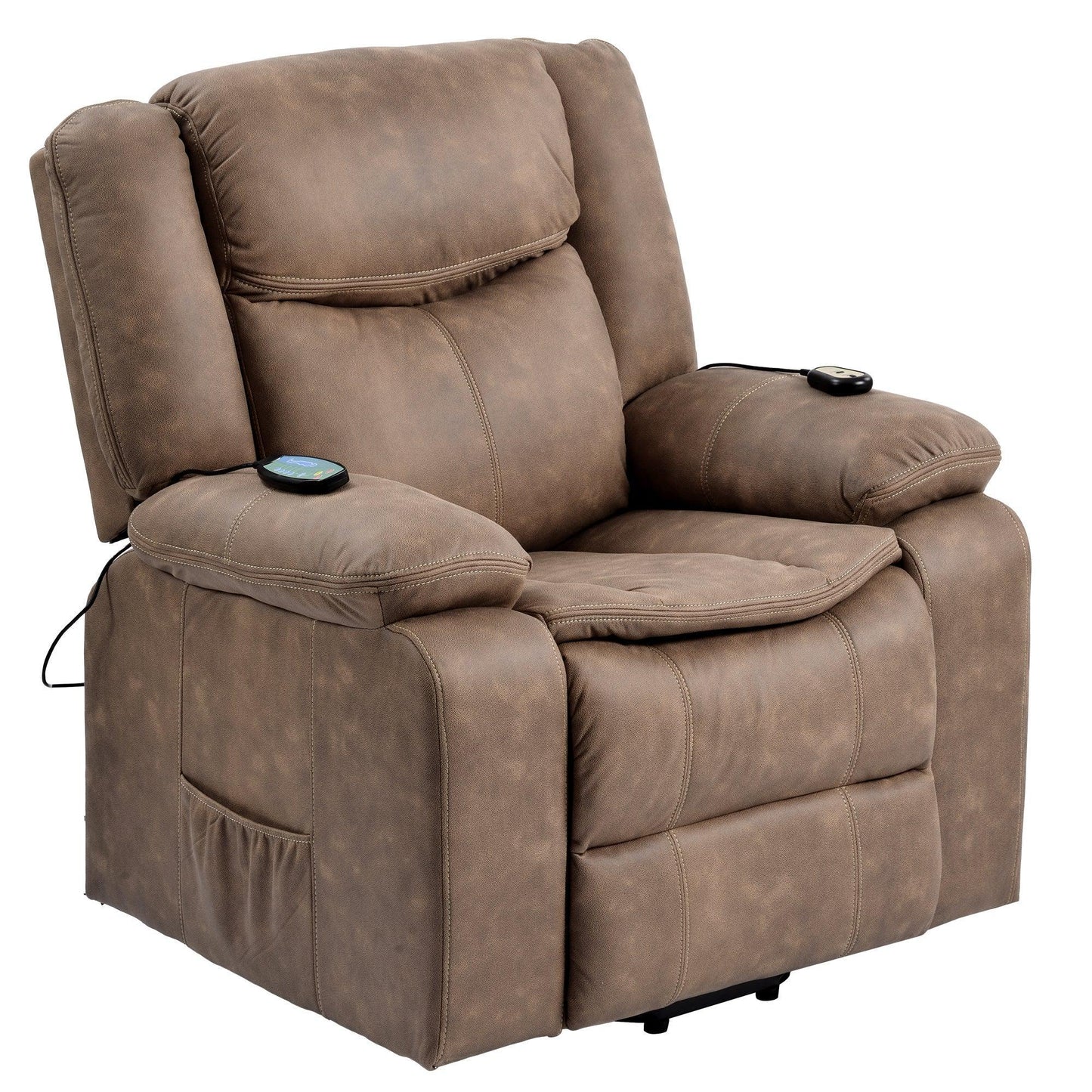Power Lift Chair with Adjustable Massage and Heating Function, Brown FredCo