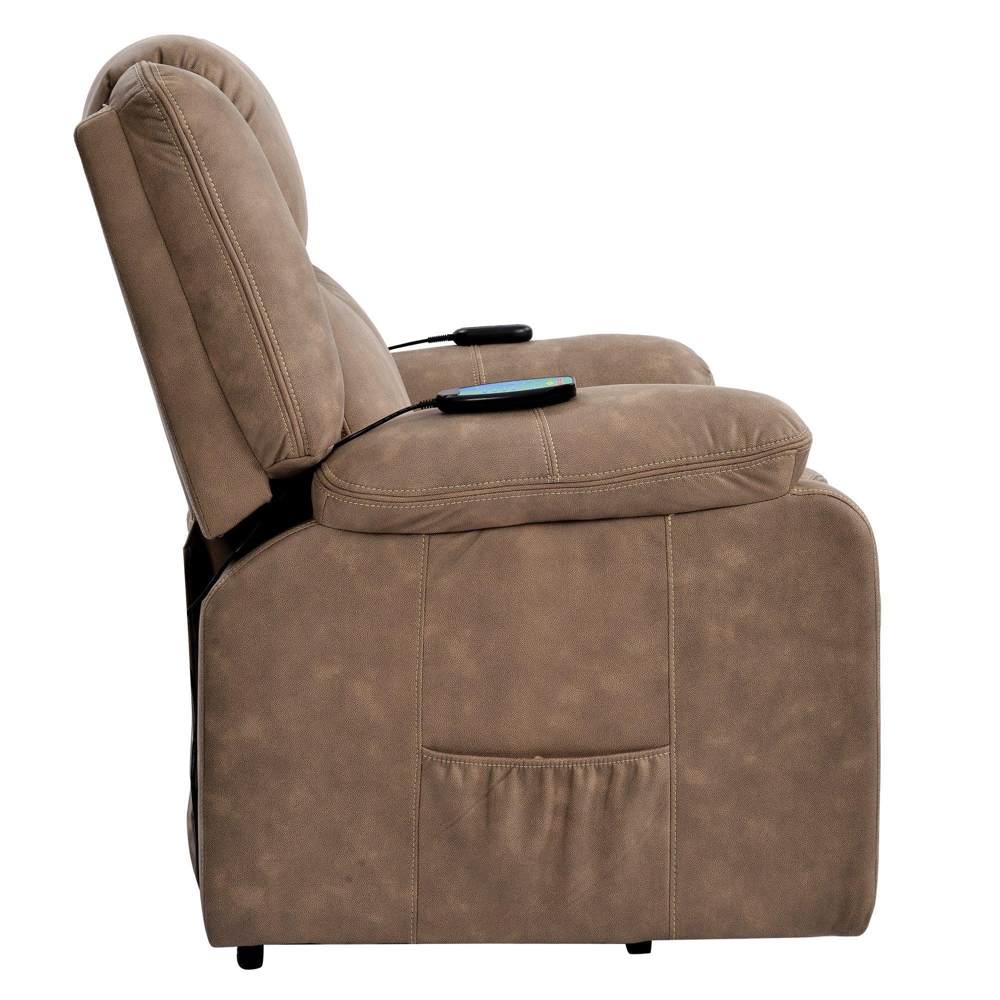 Power Lift Chair with Adjustable Massage and Heating Function, Brown FredCo