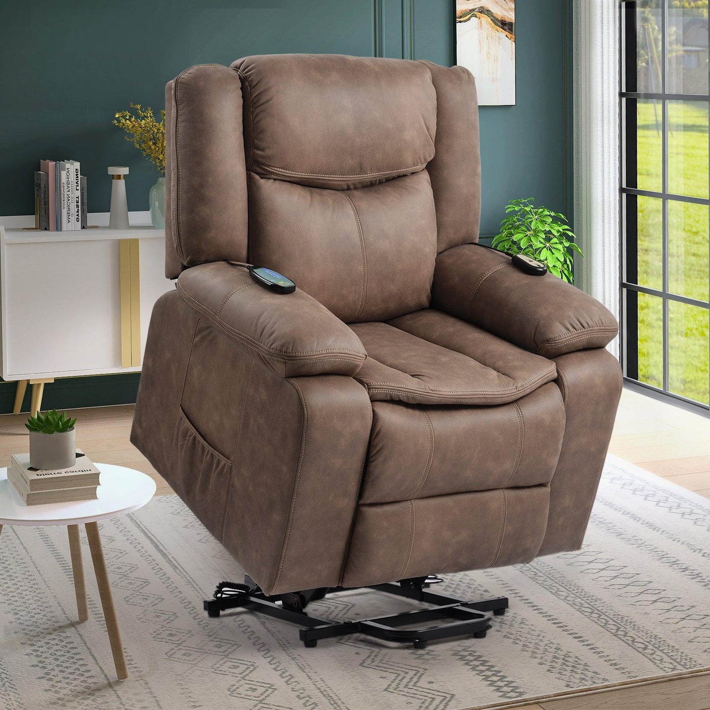 Power Lift Chair with Adjustable Massage and Heating Function, Brown FredCo