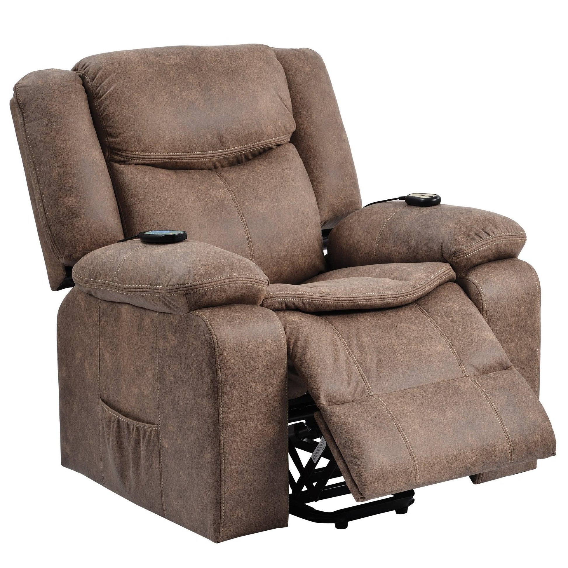 Power Lift Chair with Adjustable Massage and Heating Function, Brown FredCo