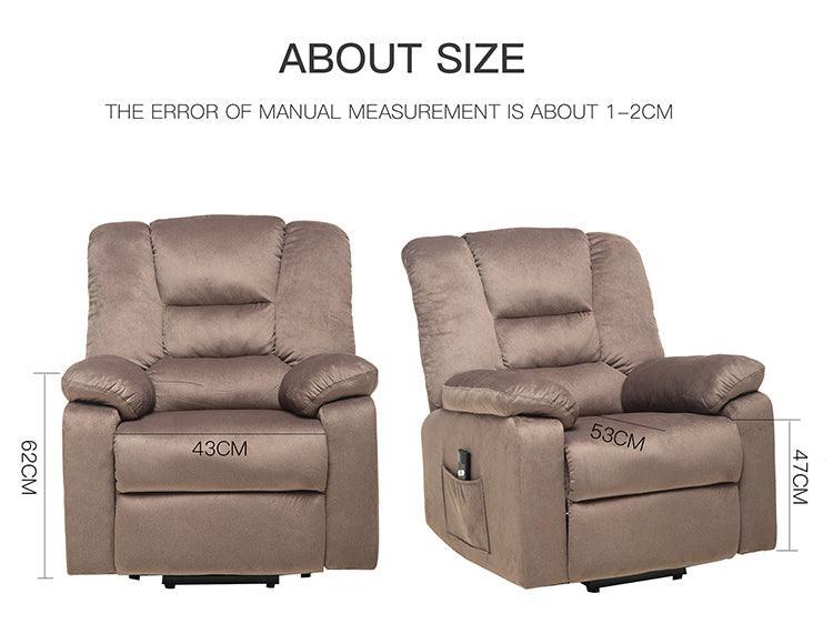 Power Lift Recliner Chair with Infinite Positioning, Plush Velvet Upholstery, Brown FredCo
