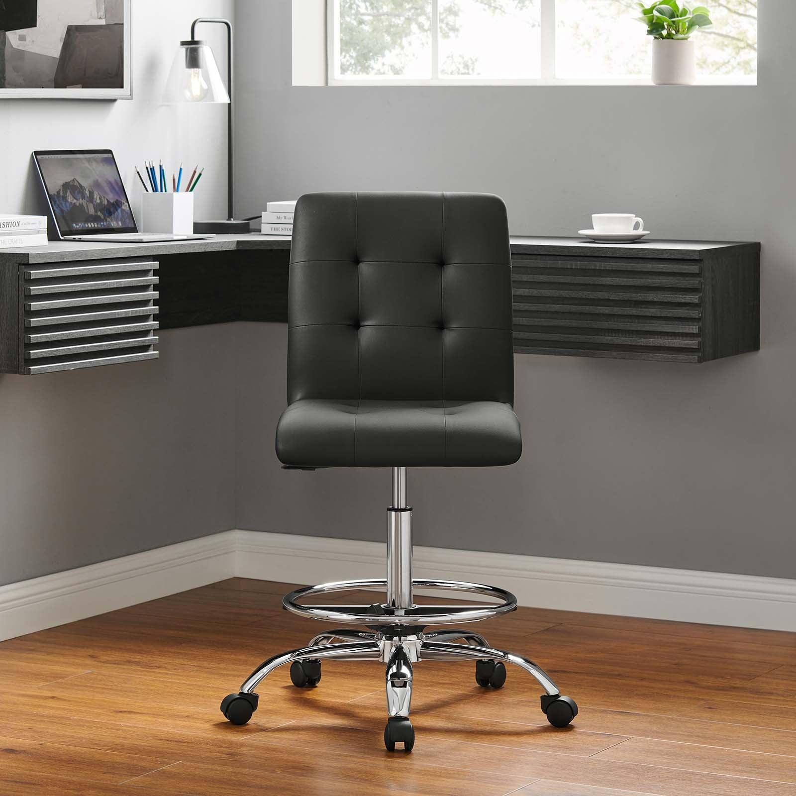Prim Armless Vegan Leather Drafting Chair, EEI-4981 FredCo