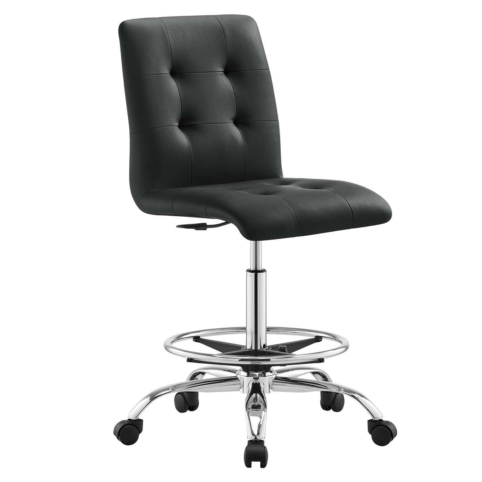 Prim Armless Vegan Leather Drafting Chair, EEI-4981 FredCo