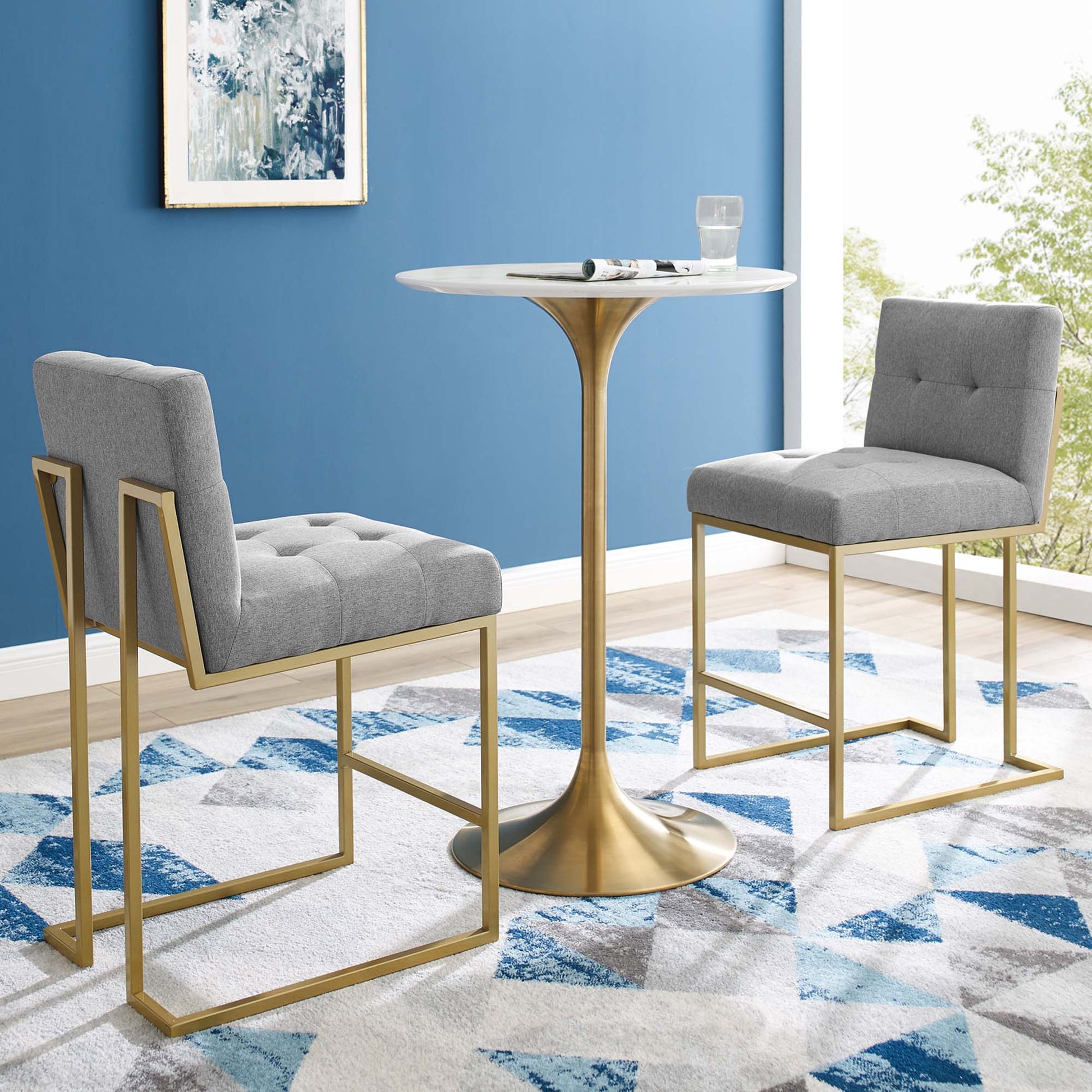 Privy Upholstered Fabric Counter Stool Set of 2 by Modway EEI-5571 FredCo