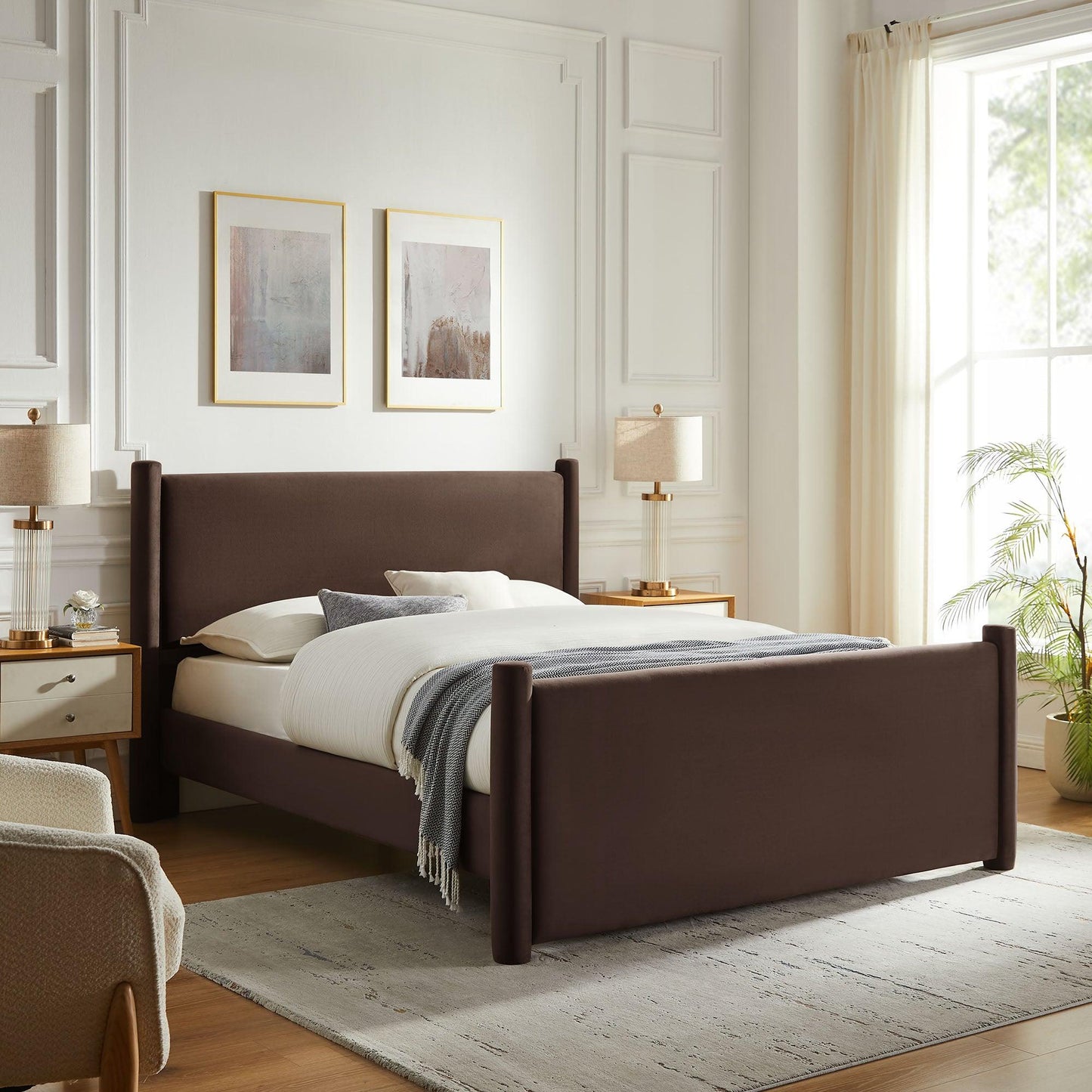 Rael Performance Velvet Full Platform Bed by Modway FredCo