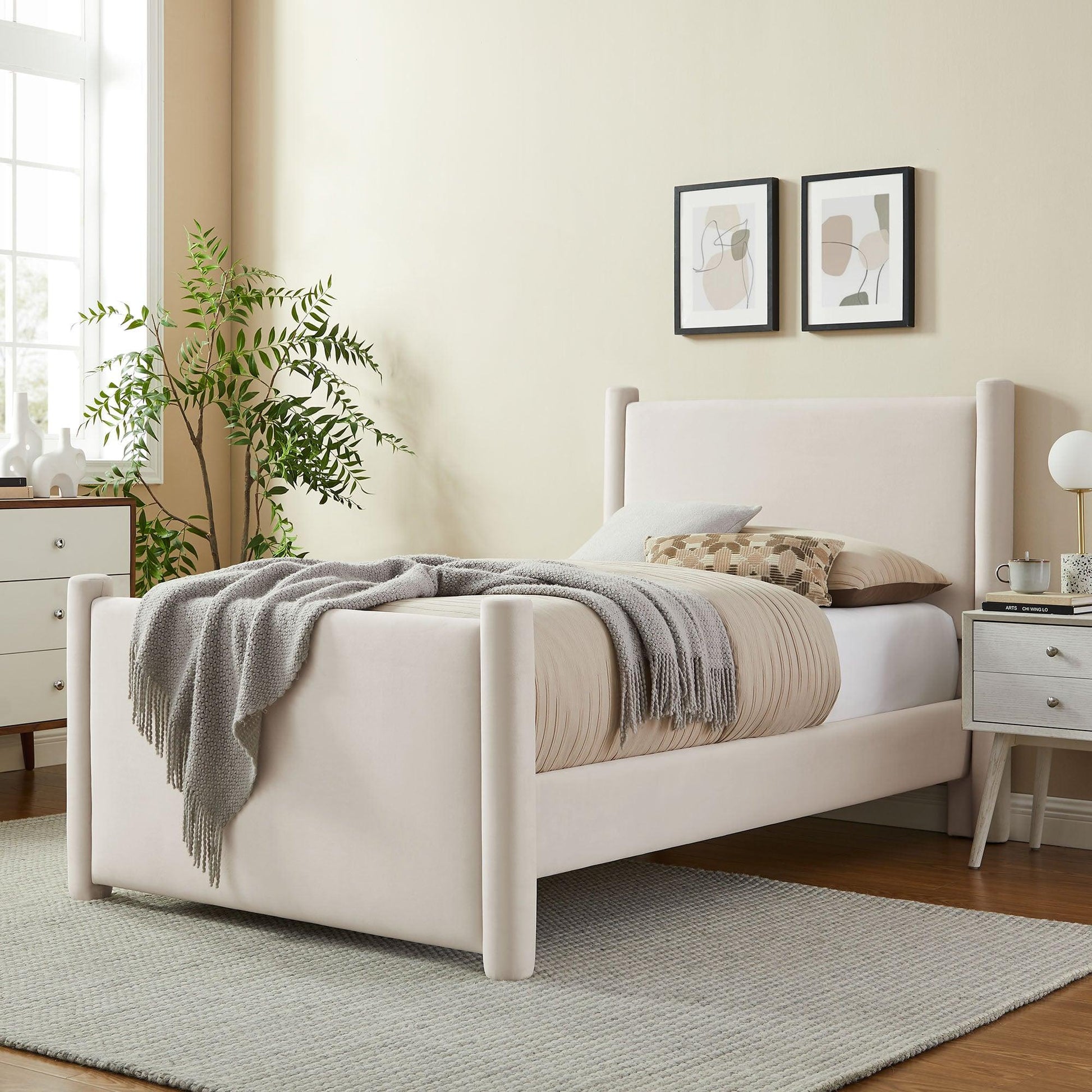 Rael Performance Velvet Twin Platform Bed by Modway FredCo