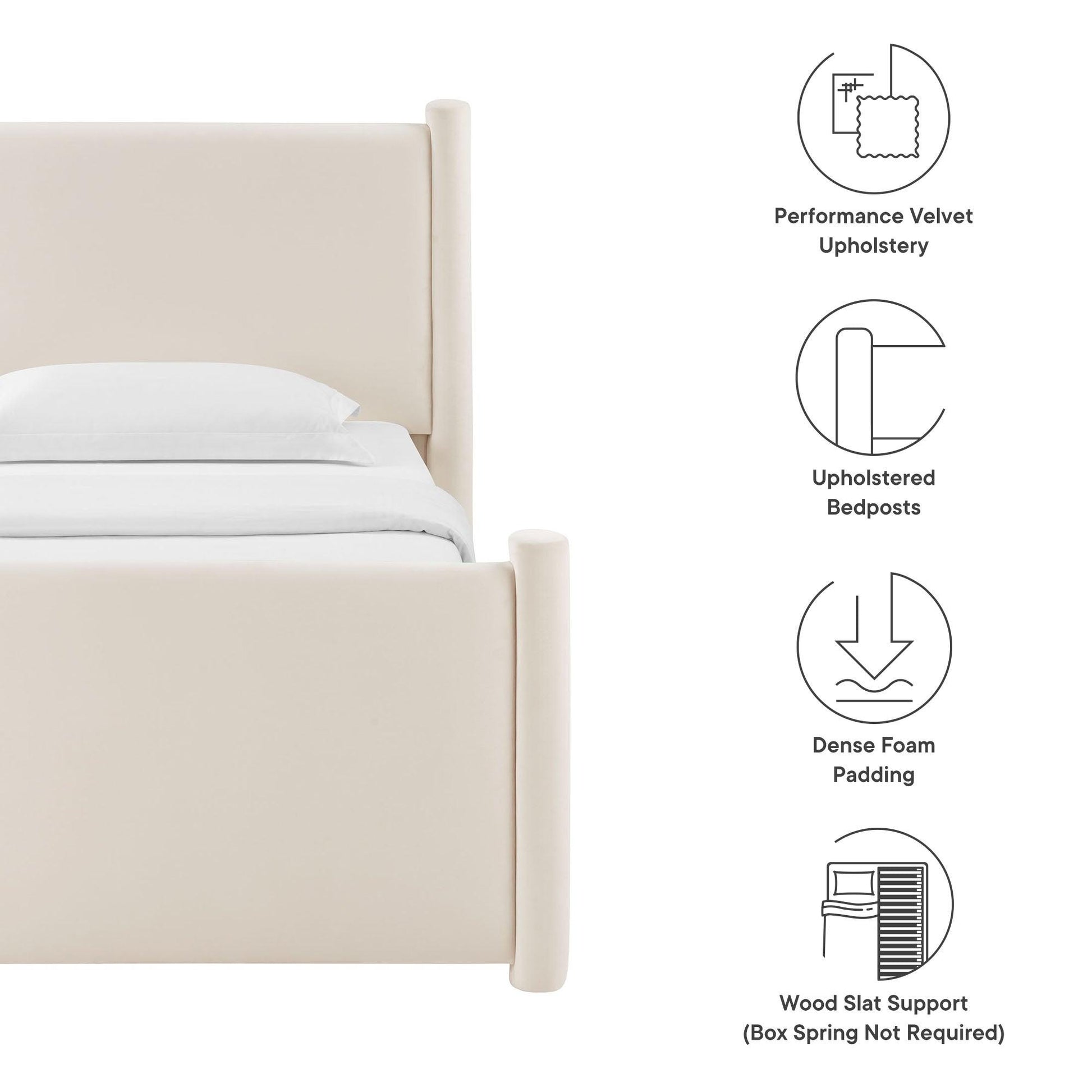 Rael Performance Velvet Twin Platform Bed by Modway FredCo