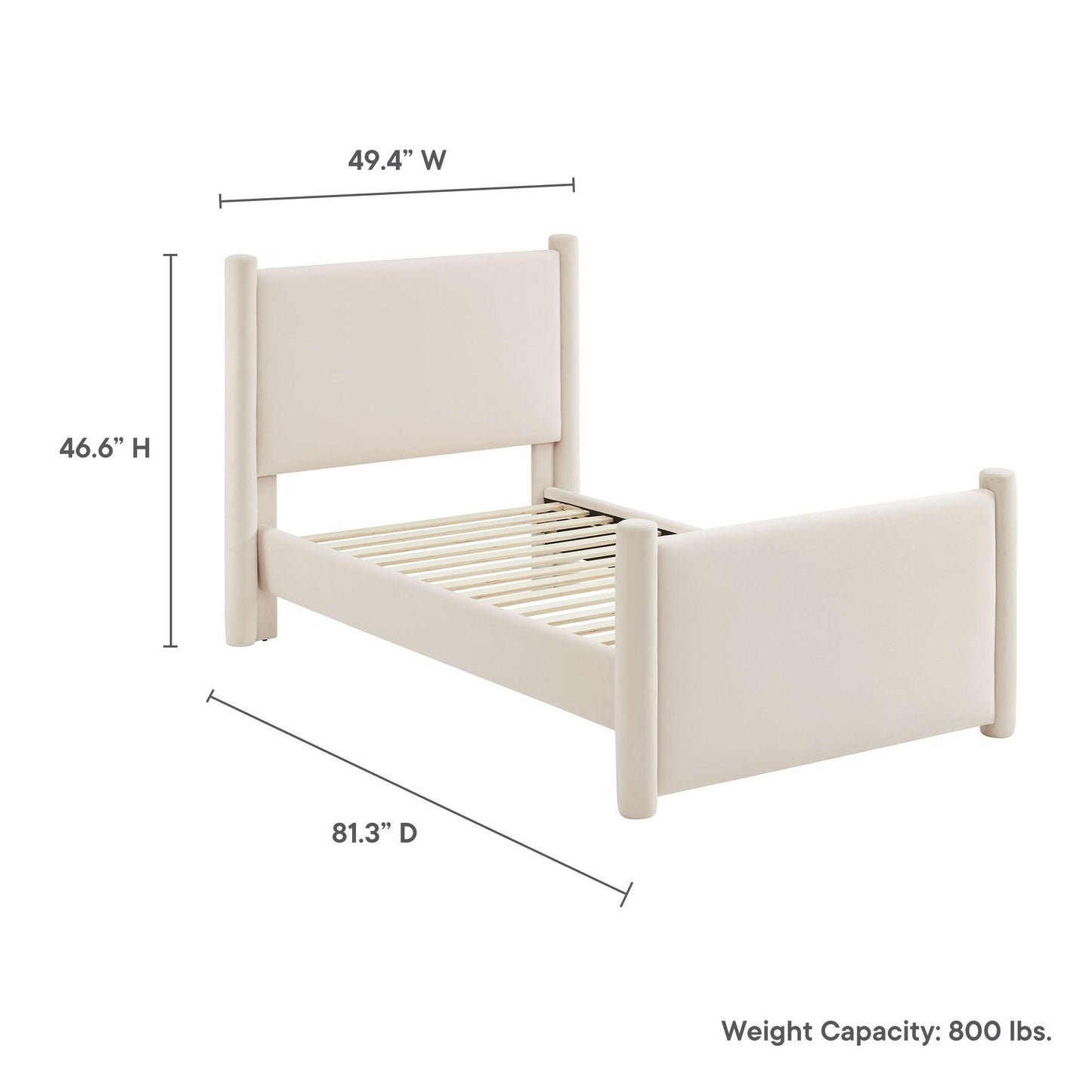Rael Performance Velvet Twin Platform Bed by Modway FredCo