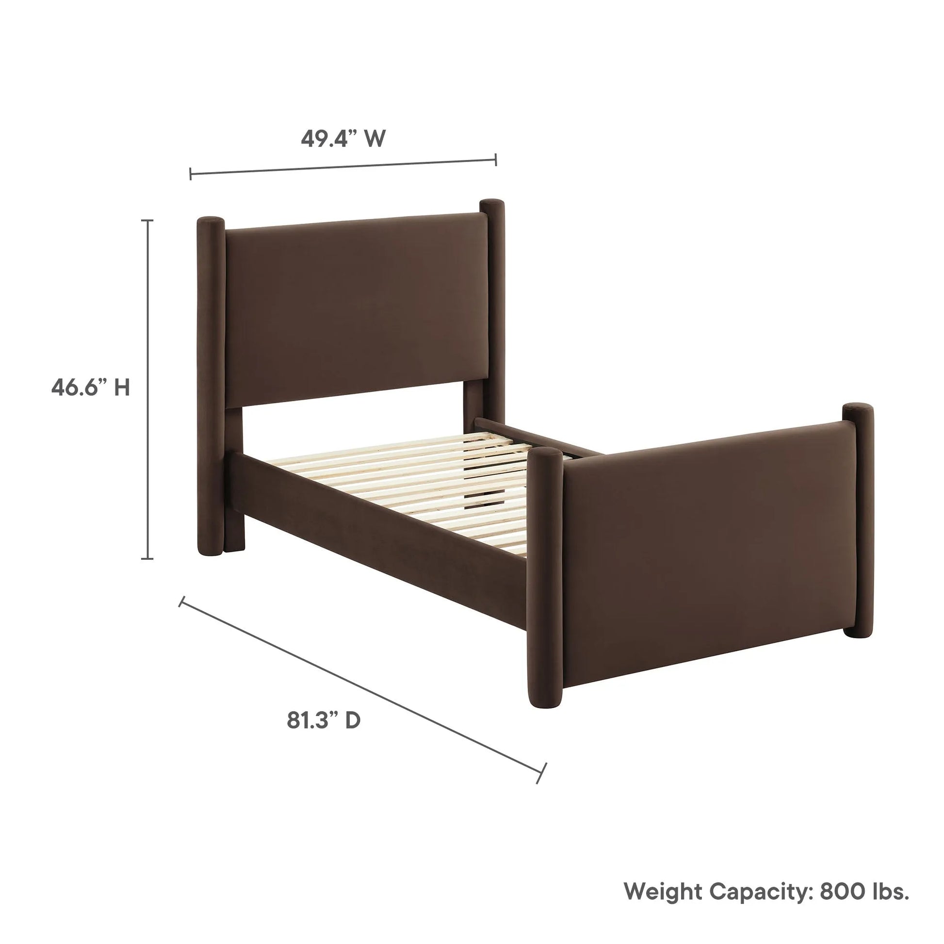 Rael Performance Velvet Twin Platform Bed by Modway MOD-7173 FredCo