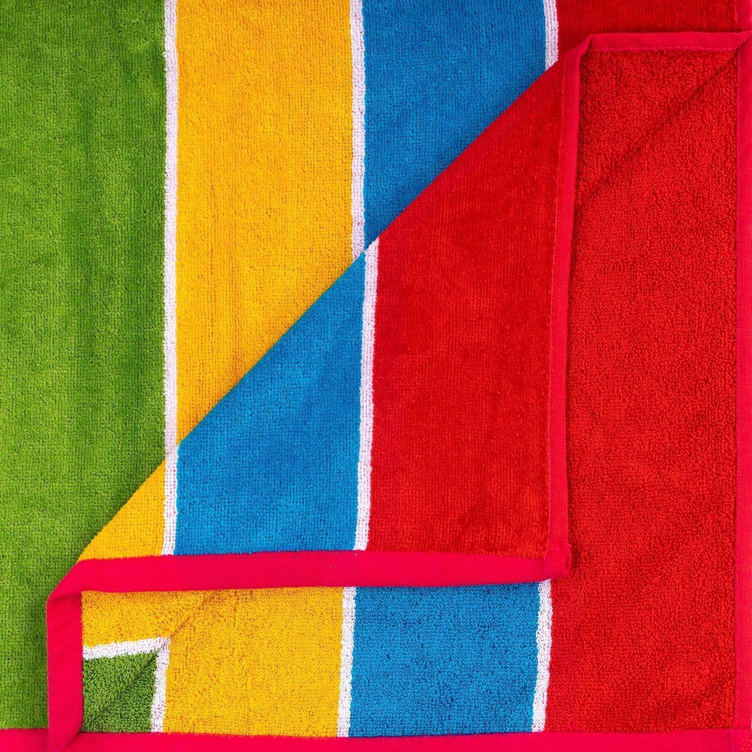 Rainbow Stripes Egyptian Cotton Oversized Beach Towel Set FredCo
